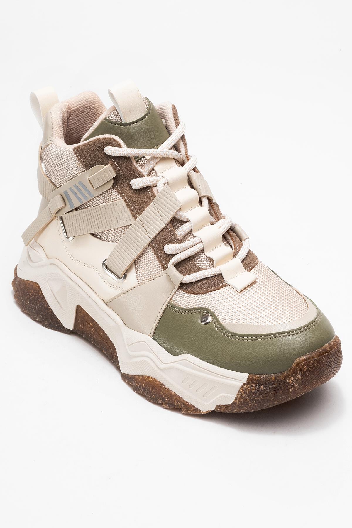 Seraphine - Beige Green Zip Lace-Up Sport Boot (Women)