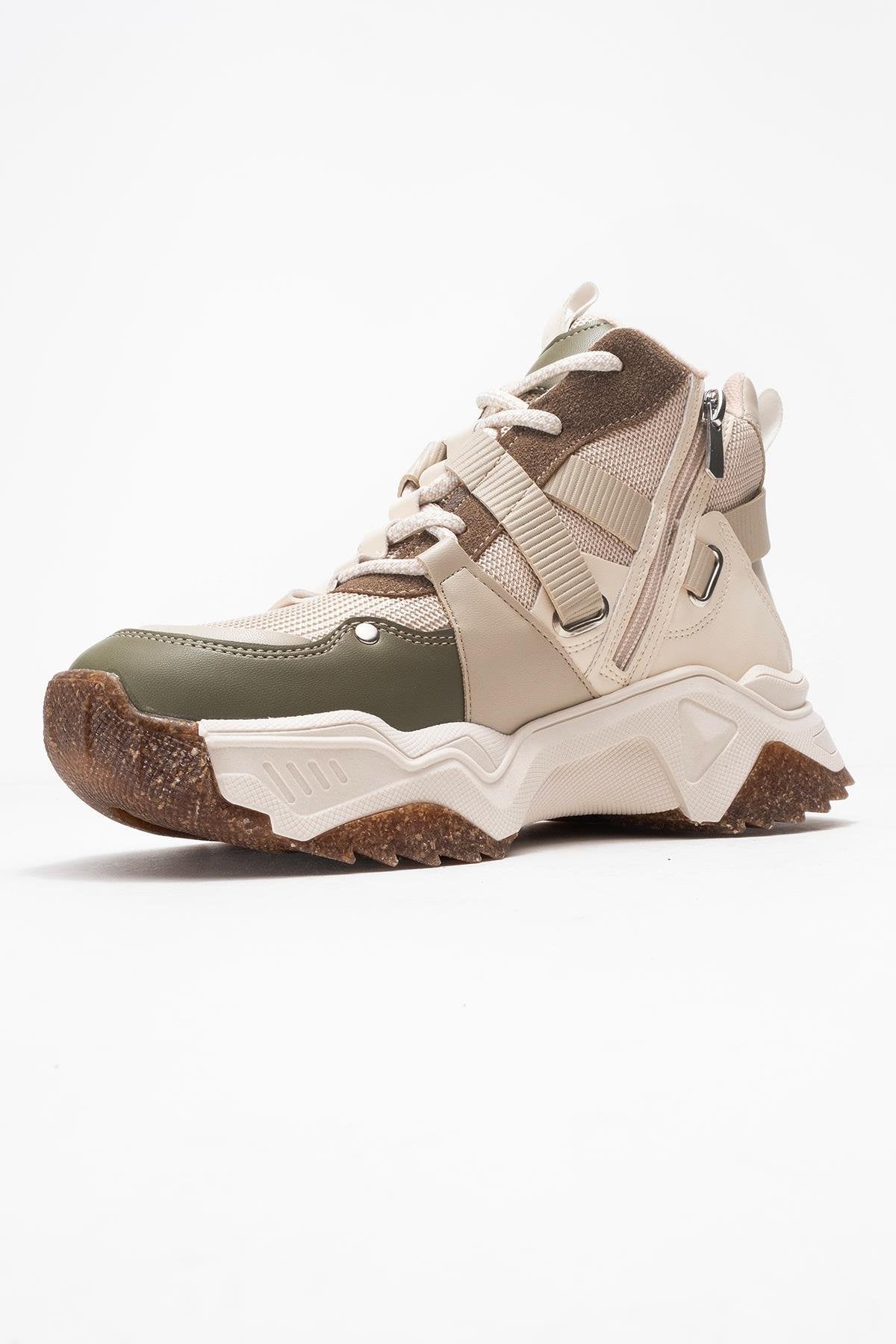 Seraphine - Beige Green Zip Lace-Up Sport Boot (Women)