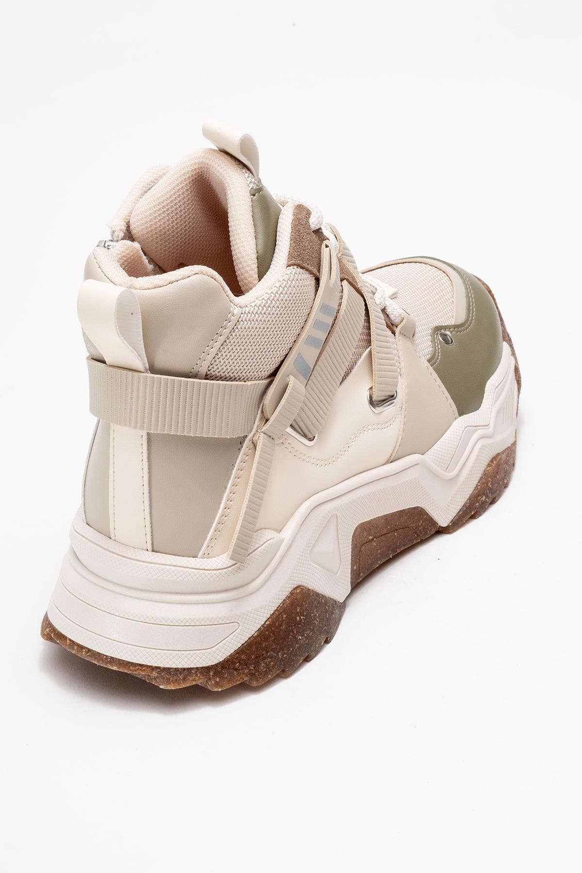 Seraphine - Beige Green Zip Lace-Up Sport Boot (Women)