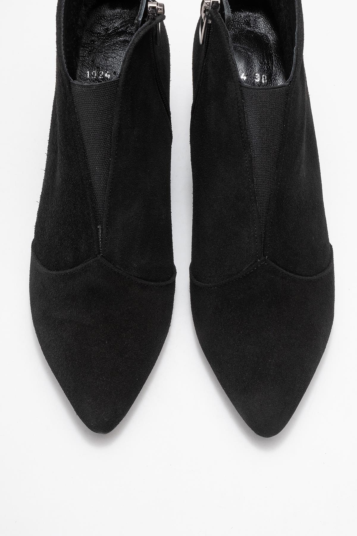 Finda - Black Suede Genuine Leather Block Heel Ankle Boot (Women)