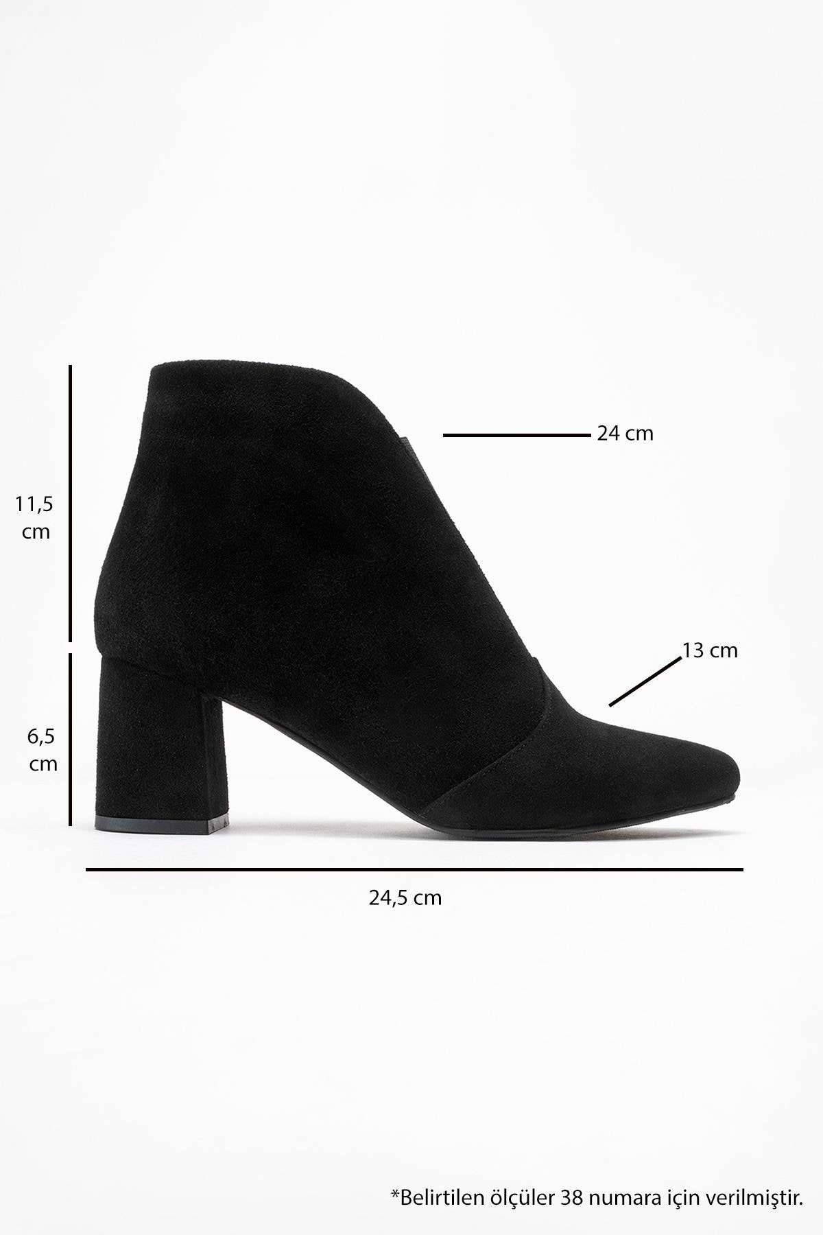 Finda - Black Suede Genuine Leather Block Heel Ankle Boot (Women)