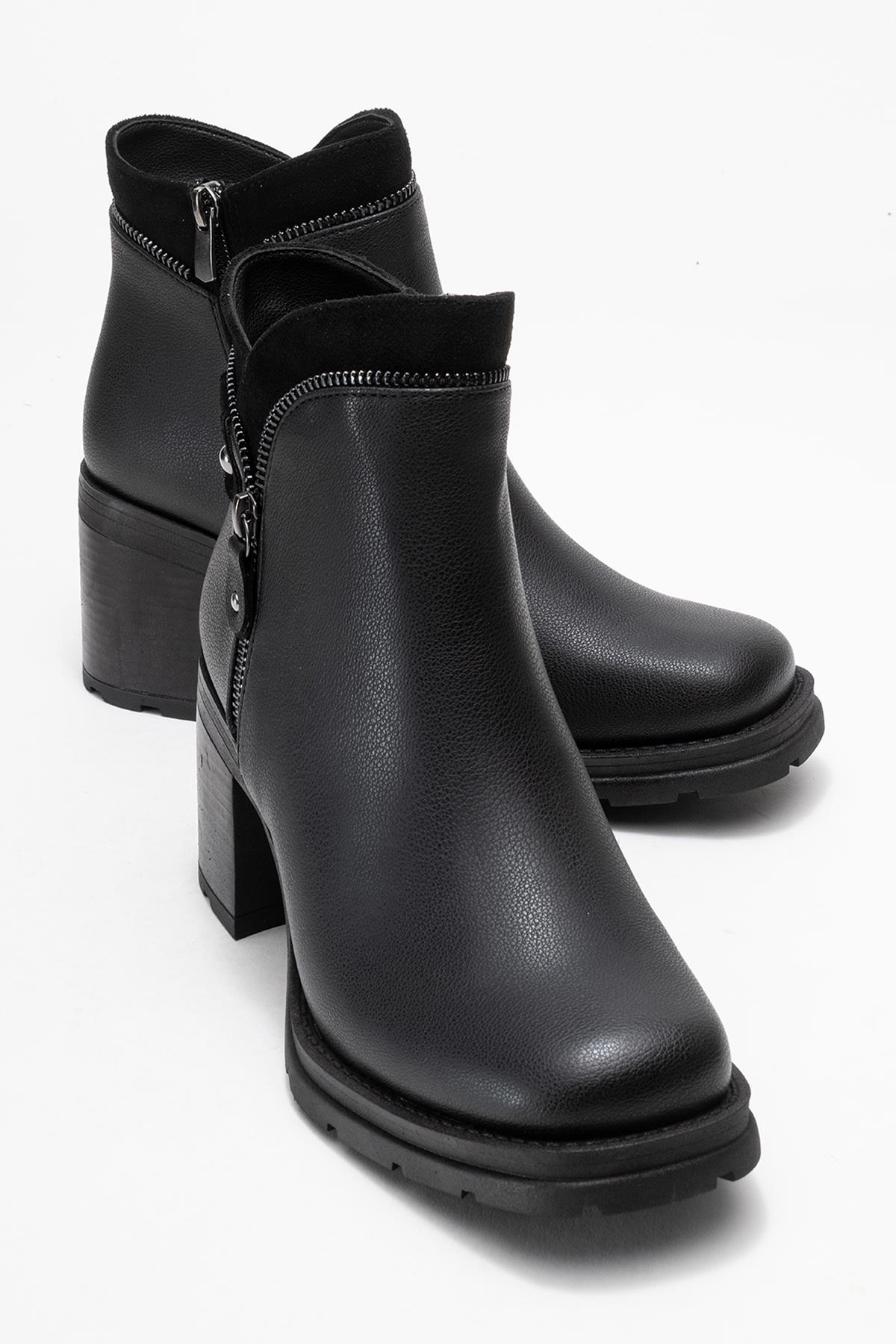 Parly - Black Zip-Detail Block Heel Boot (Women)