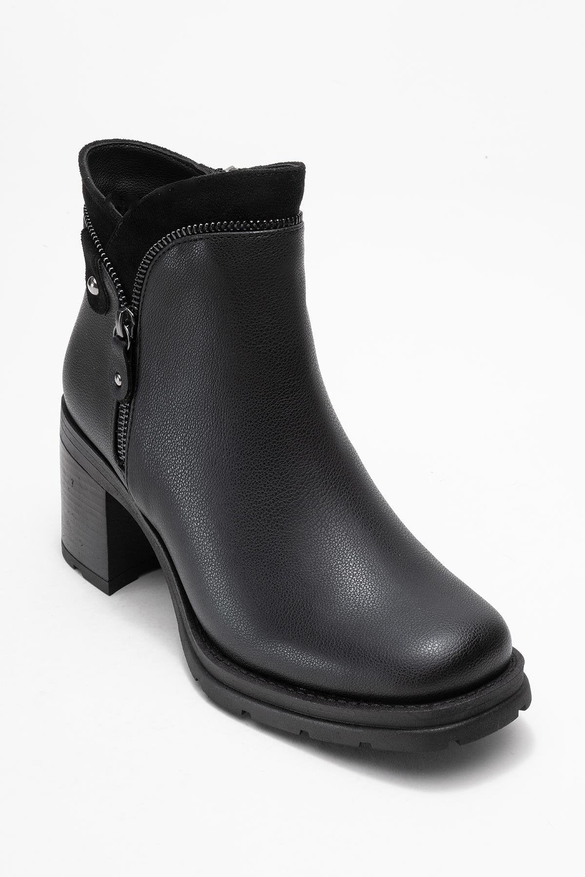 Parly - Black Zip-Detail Block Heel Boot (Women)