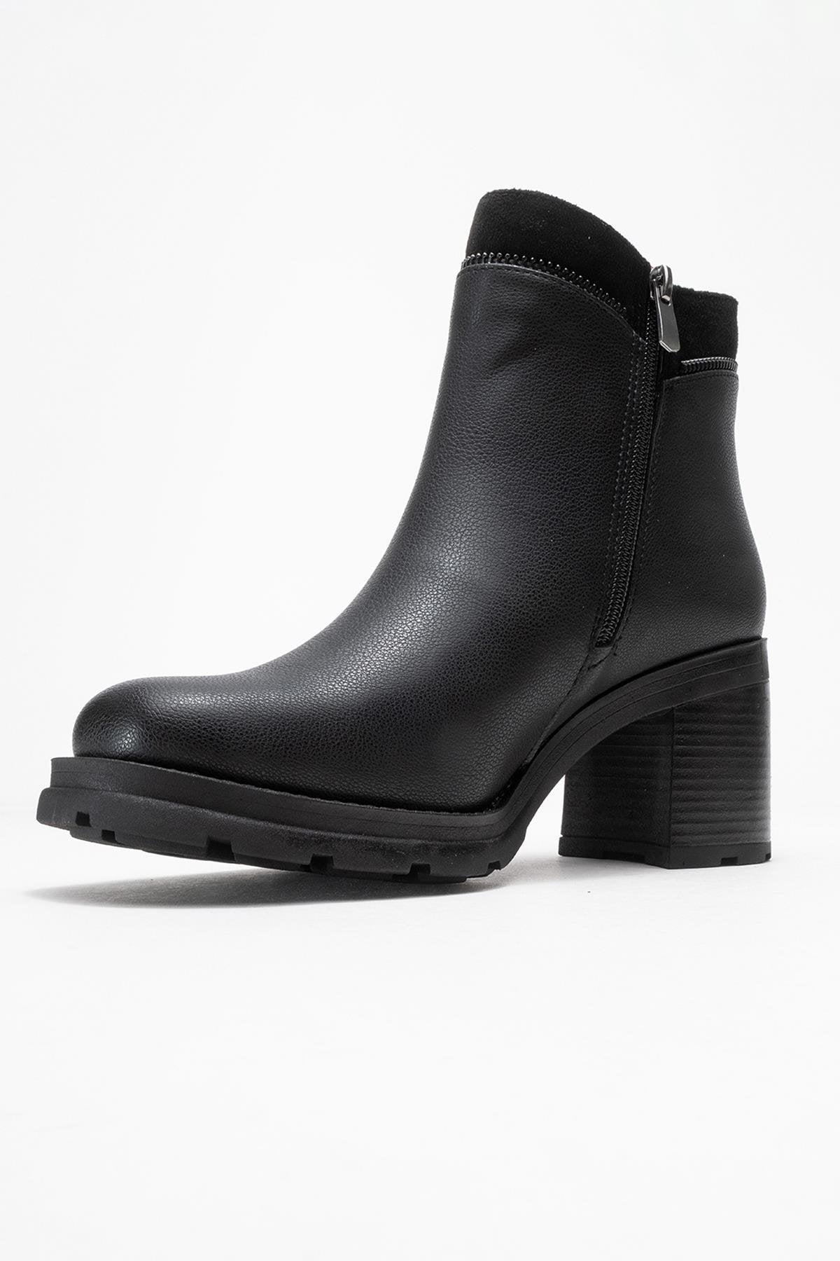Parly - Black Zip-Detail Block Heel Boot (Women)
