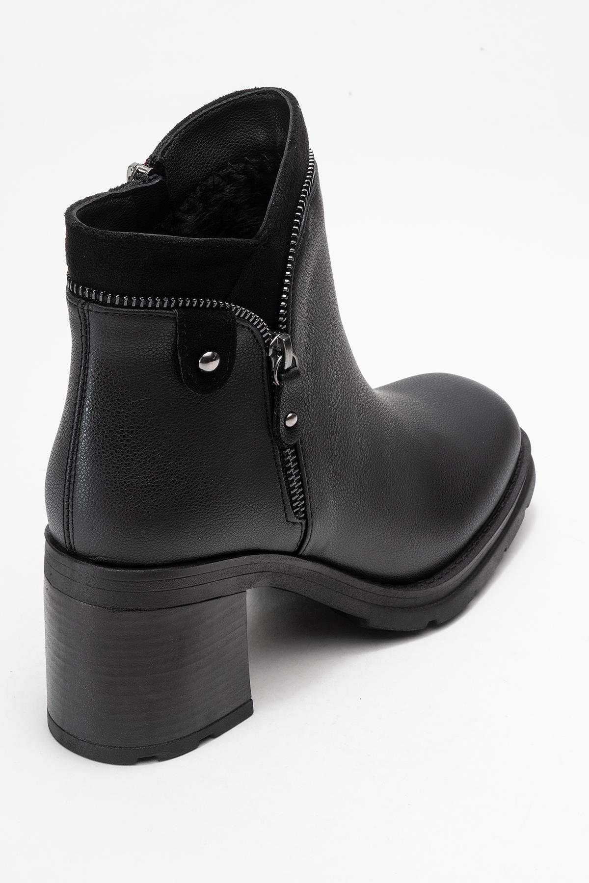Parly - Black Zip-Detail Block Heel Boot (Women)