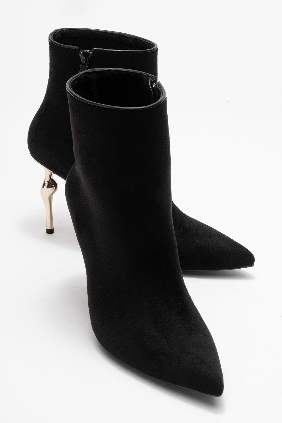 Crista - Black Pointed Toe Heeled Boot (Women)