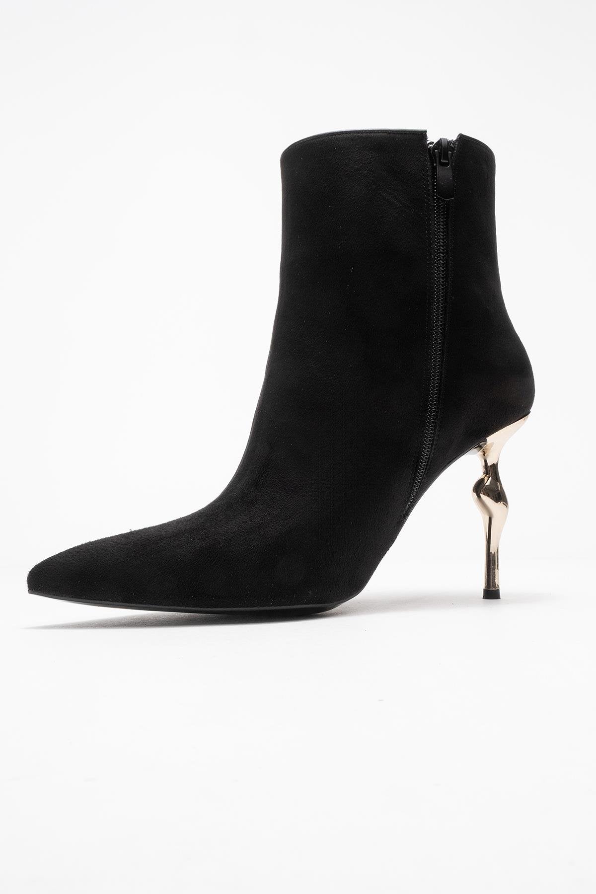 Crista - Black Pointed Toe Heeled Boot (Women)