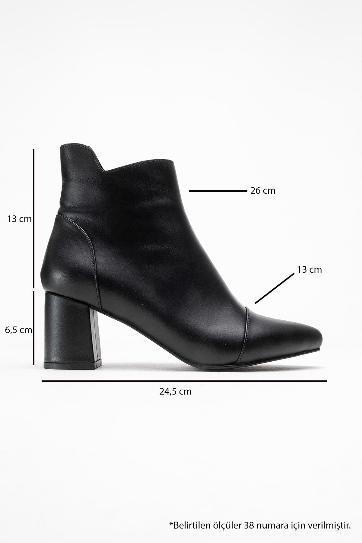 Gael - Black Genuine Leather Block Heel Ankle Boot (Women)