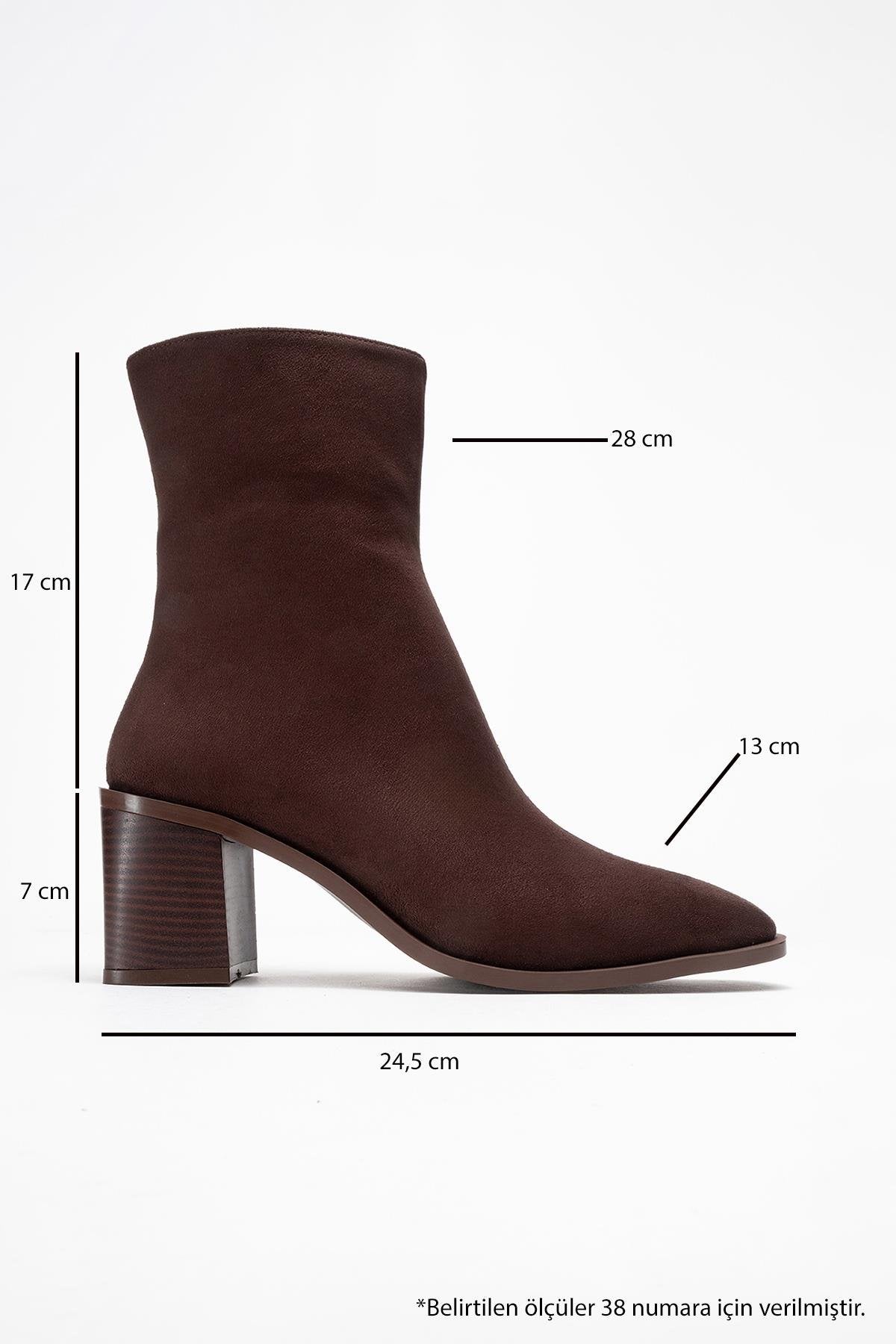 Chara - Brown Suede Block Heel Ankle Boot (Women)