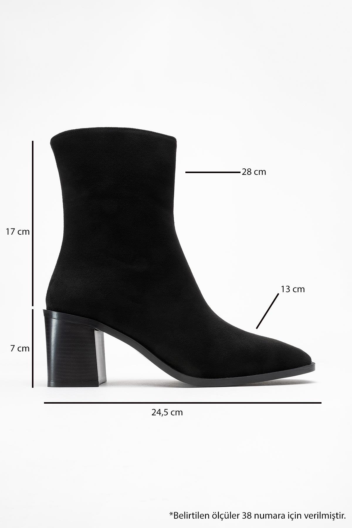 Chara - Black Suede Block Heel Ankle Boot (Women)