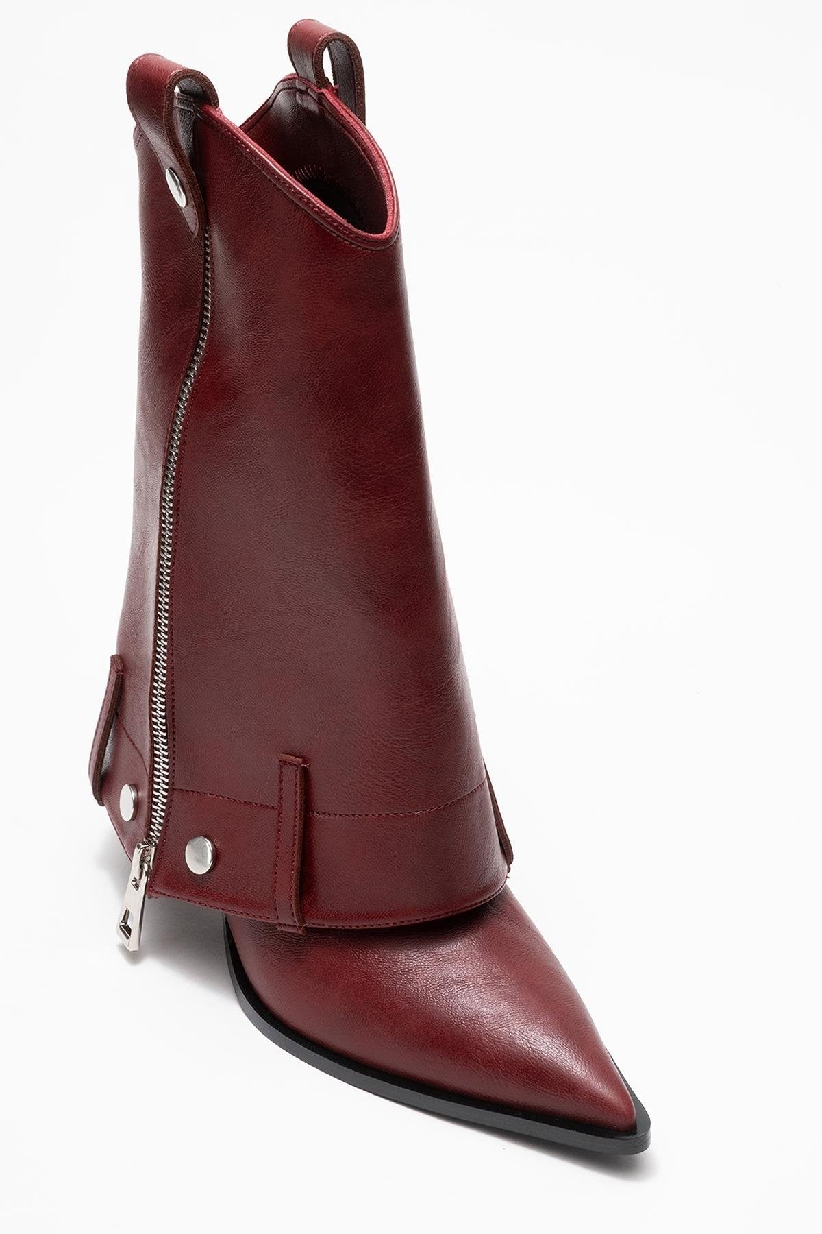 Lola - Burgundy Zip Pointed Toe Heeled Boot (Women)