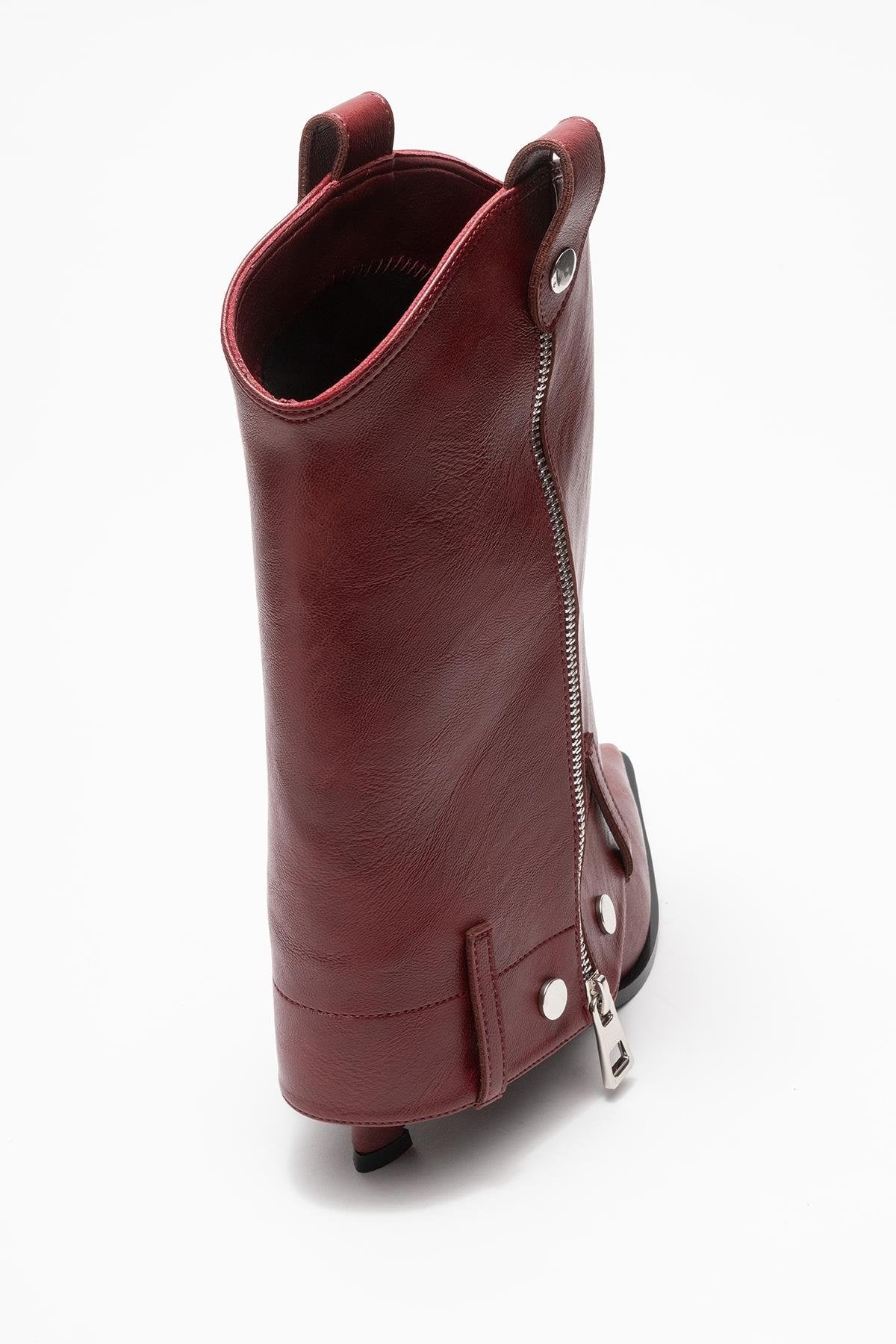 Lola - Burgundy Zip Pointed Toe Heeled Boot (Women)