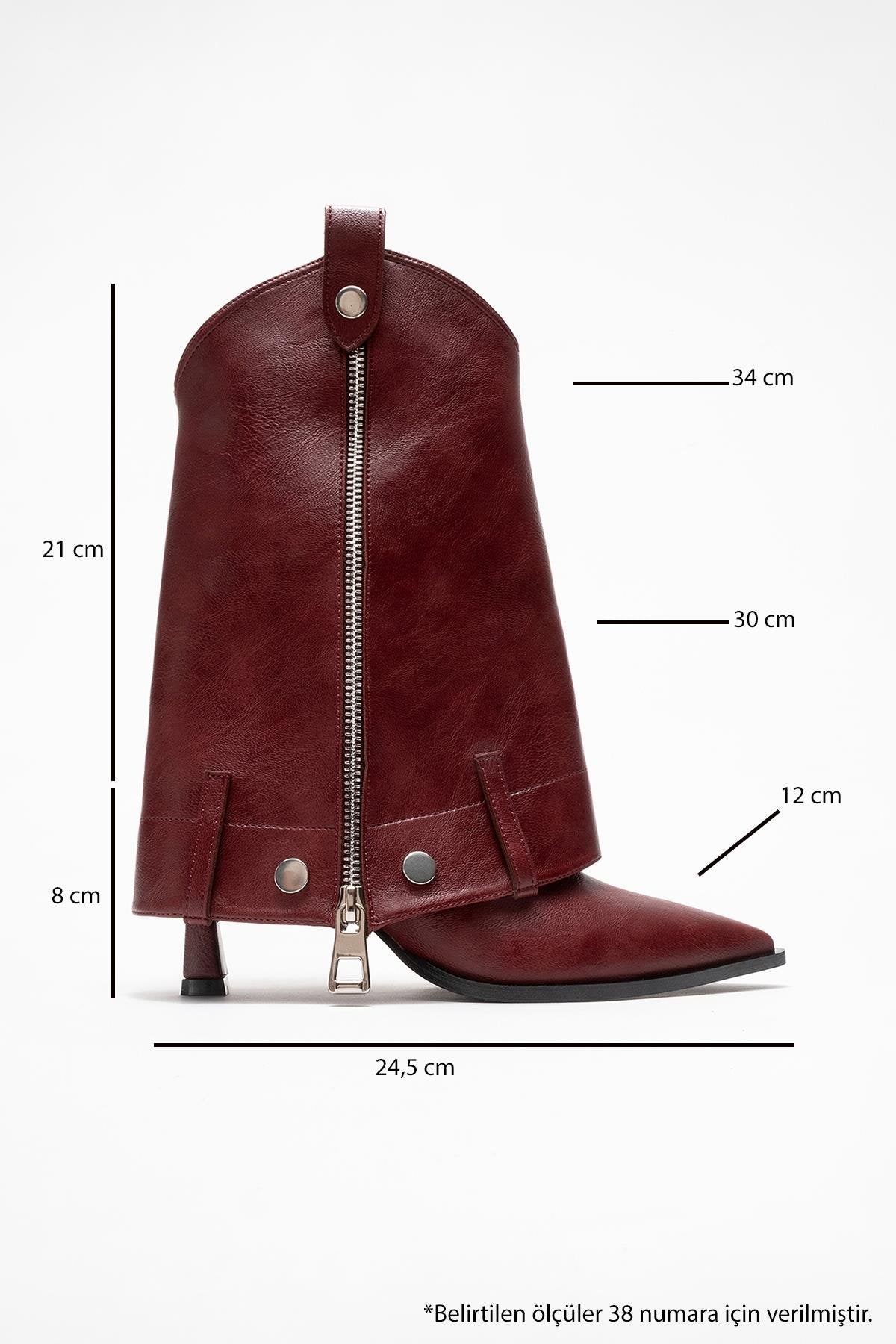 Lola - Burgundy Zip Pointed Toe Heeled Boot (Women)