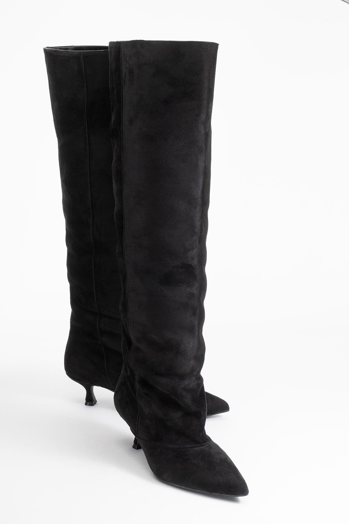 Zach - Black Slim Heel Over-The-Knee Boot (Women)