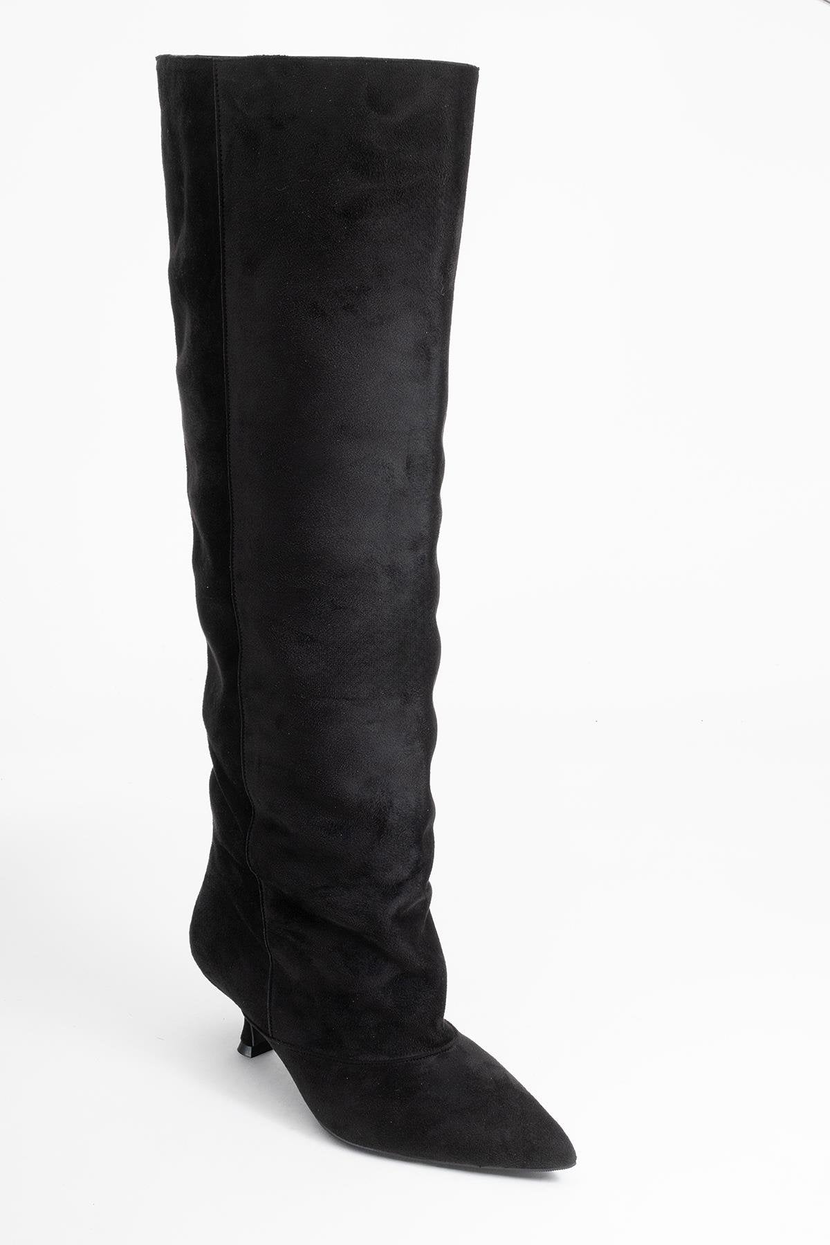 Zach - Black Slim Heel Over-The-Knee Boot (Women)