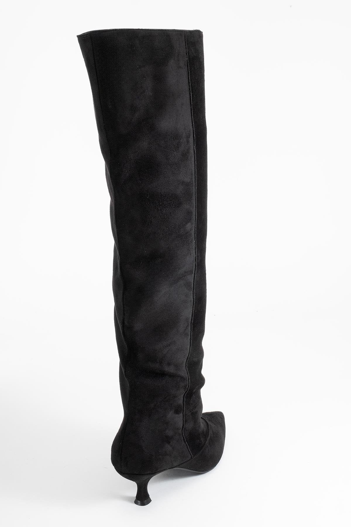 Zach - Black Slim Heel Over-The-Knee Boot (Women)