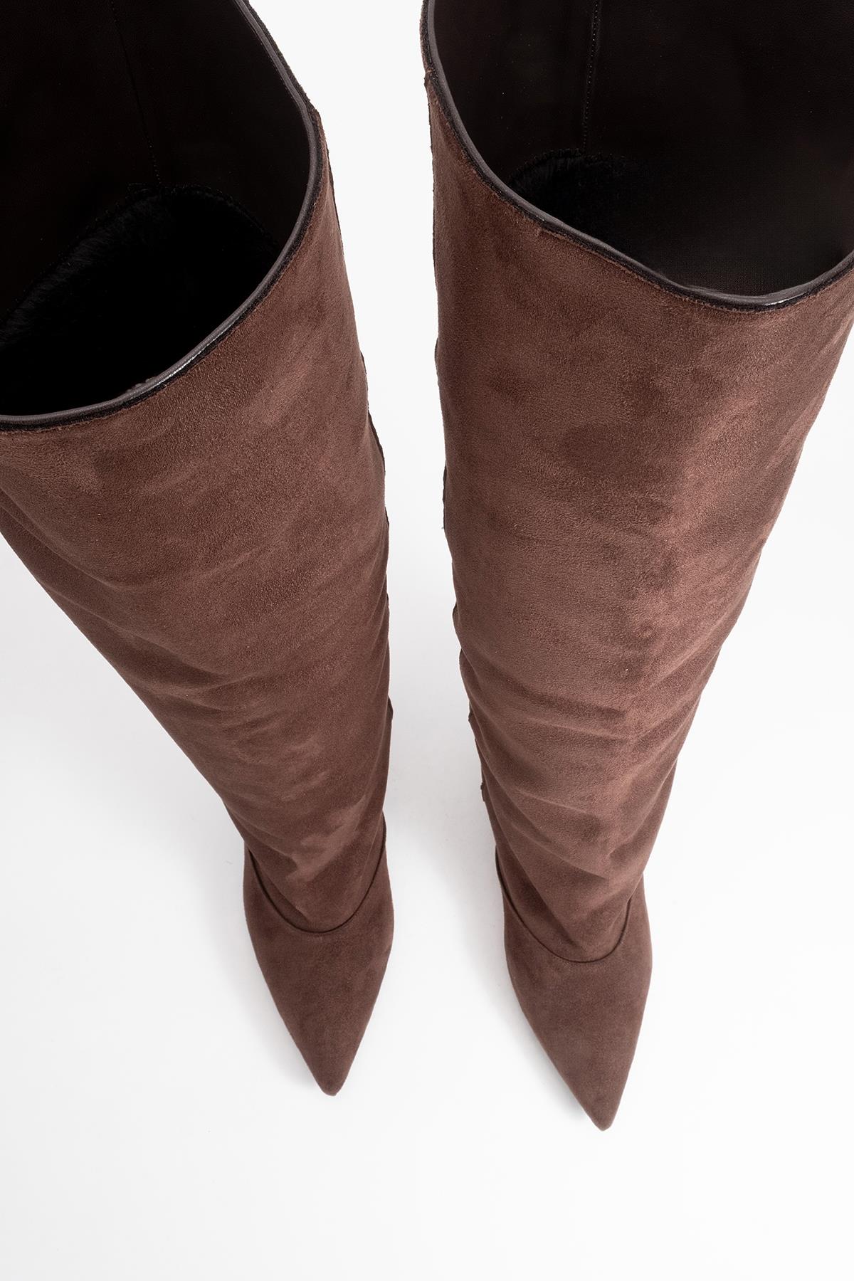 Zach - Brown Slim Heel Over-The-Knee Boot (Women)