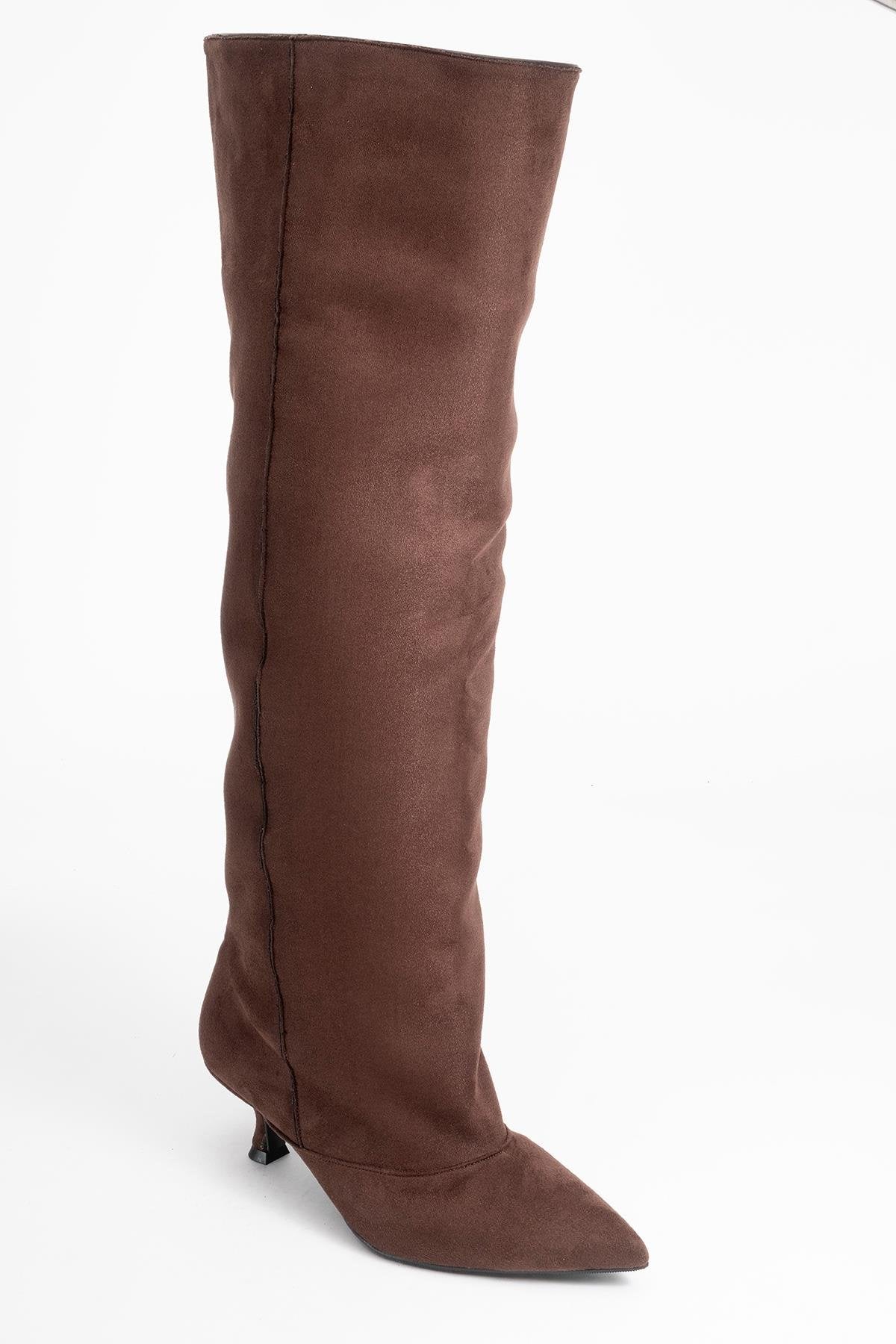 Zach - Brown Slim Heel Over-The-Knee Boot (Women)