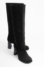 Josette - Black Block Heel Knee-High Boot (Women)