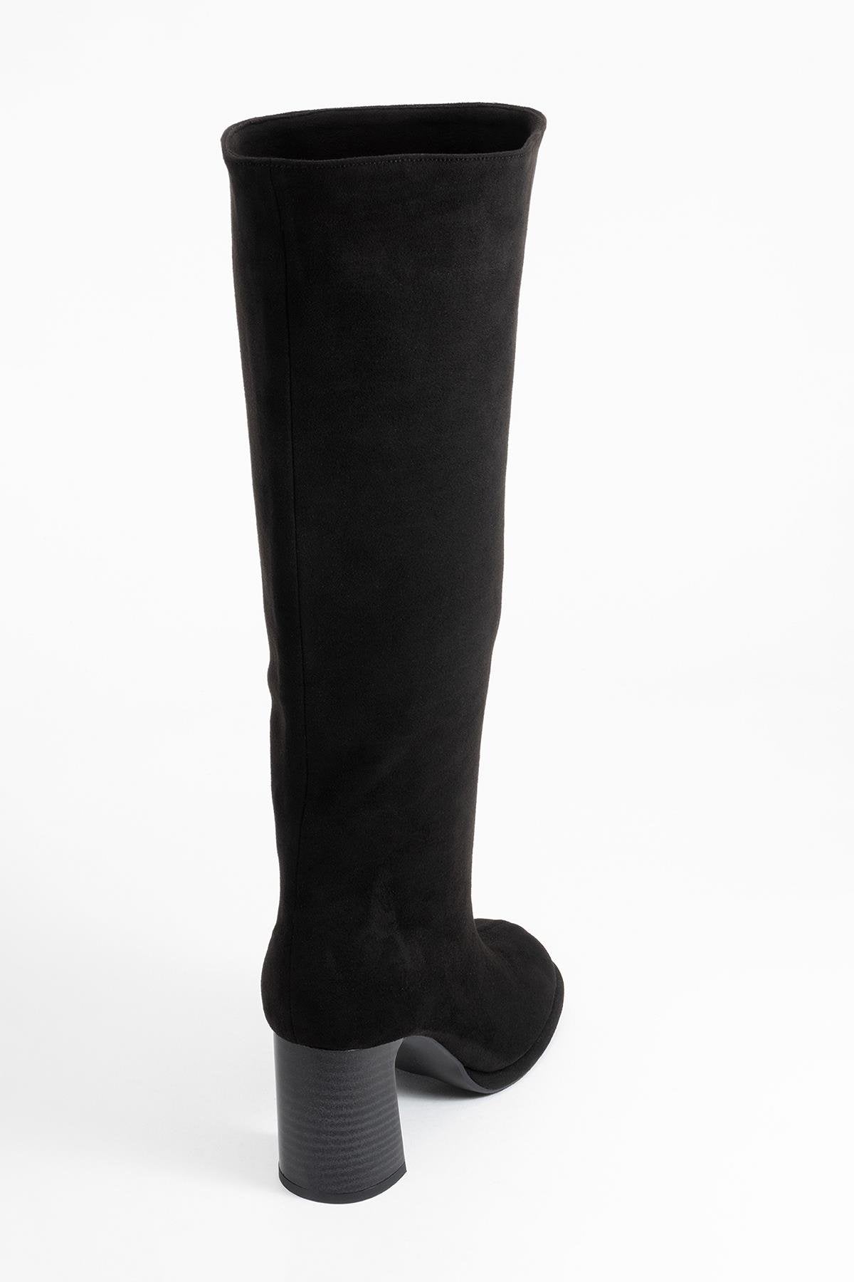 Josette - Black Block Heel Knee-High Boot (Women)