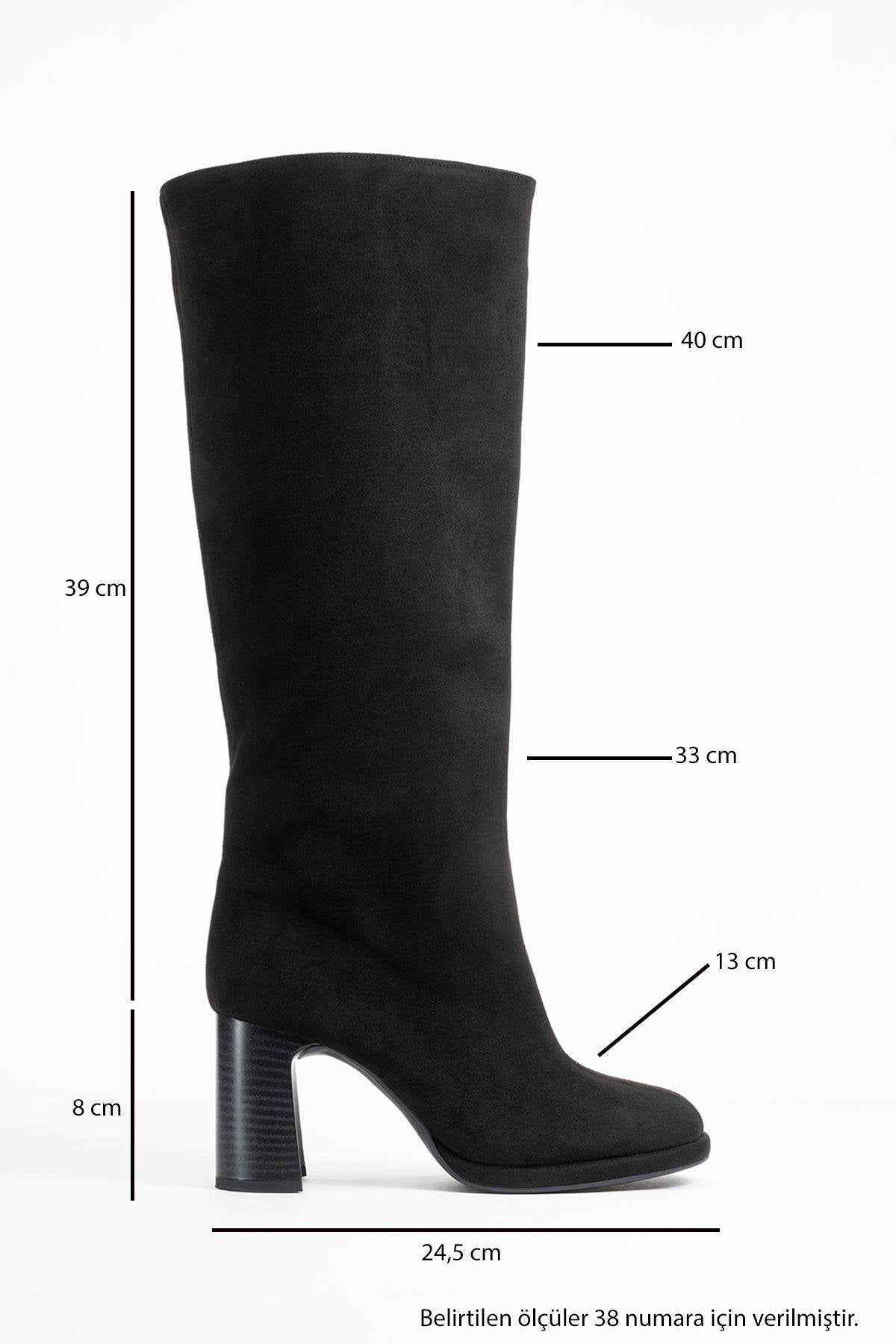 Josette - Black Block Heel Knee-High Boot (Women)