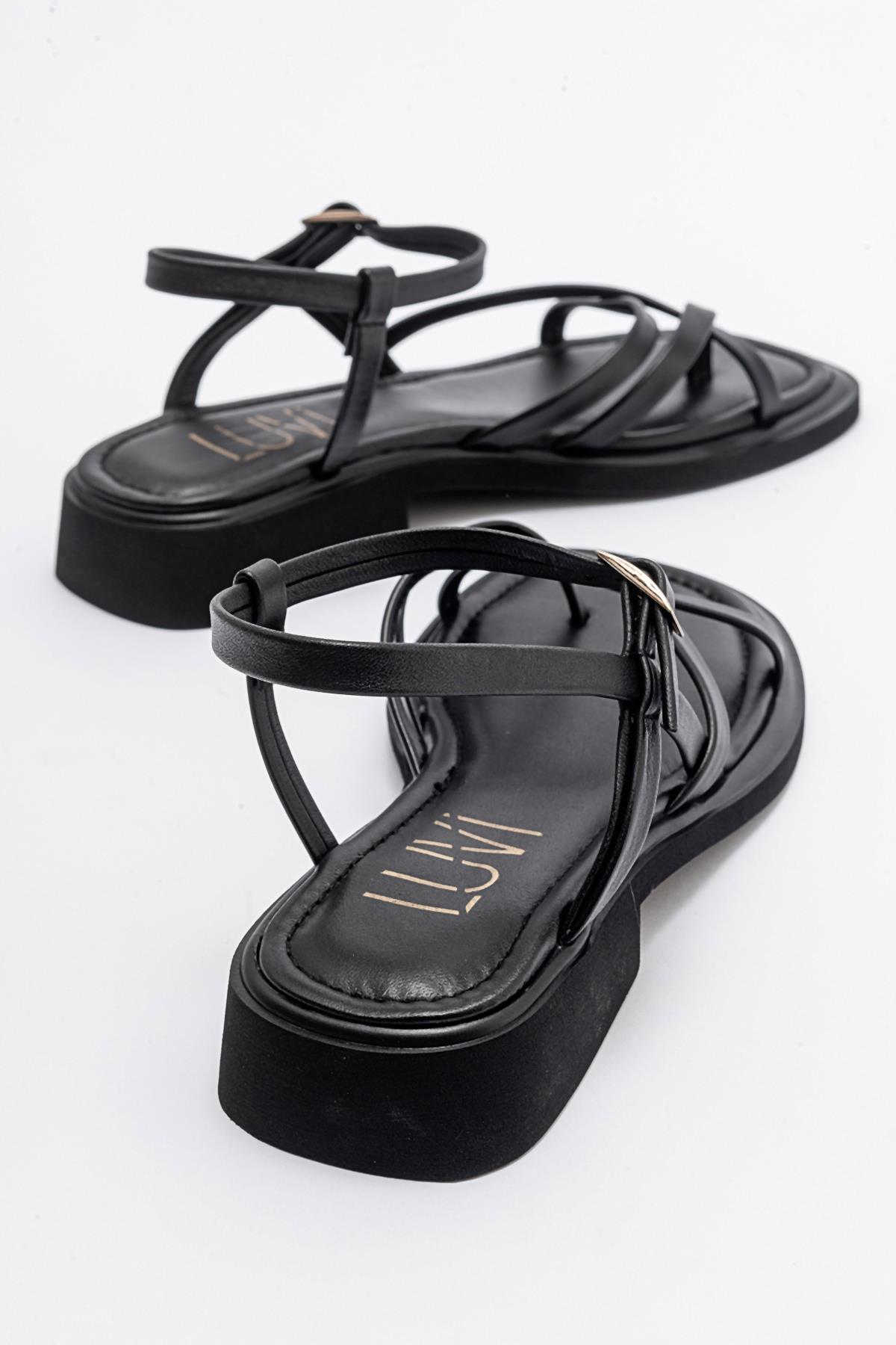 Antas - Black Leather Sandals (Women)