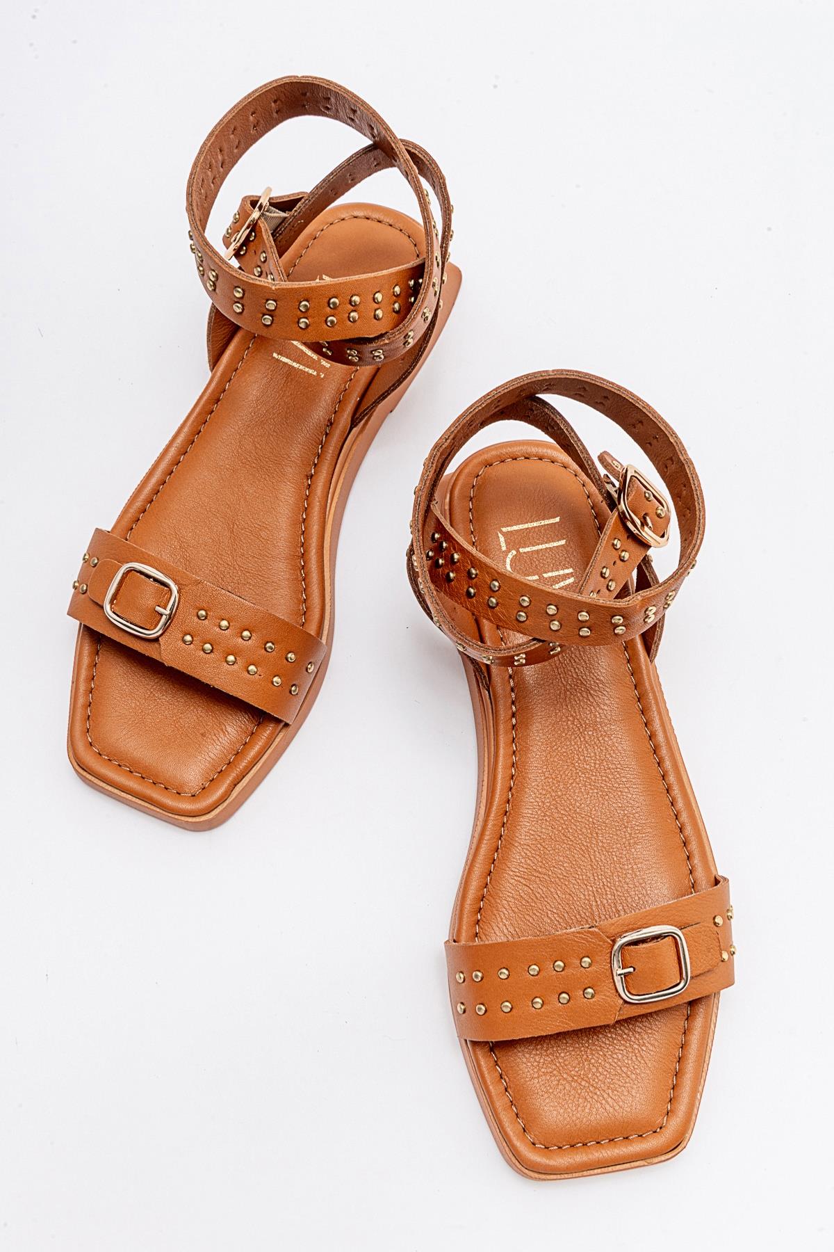 Carril - Cognac Brown Leather Sandal (Women)