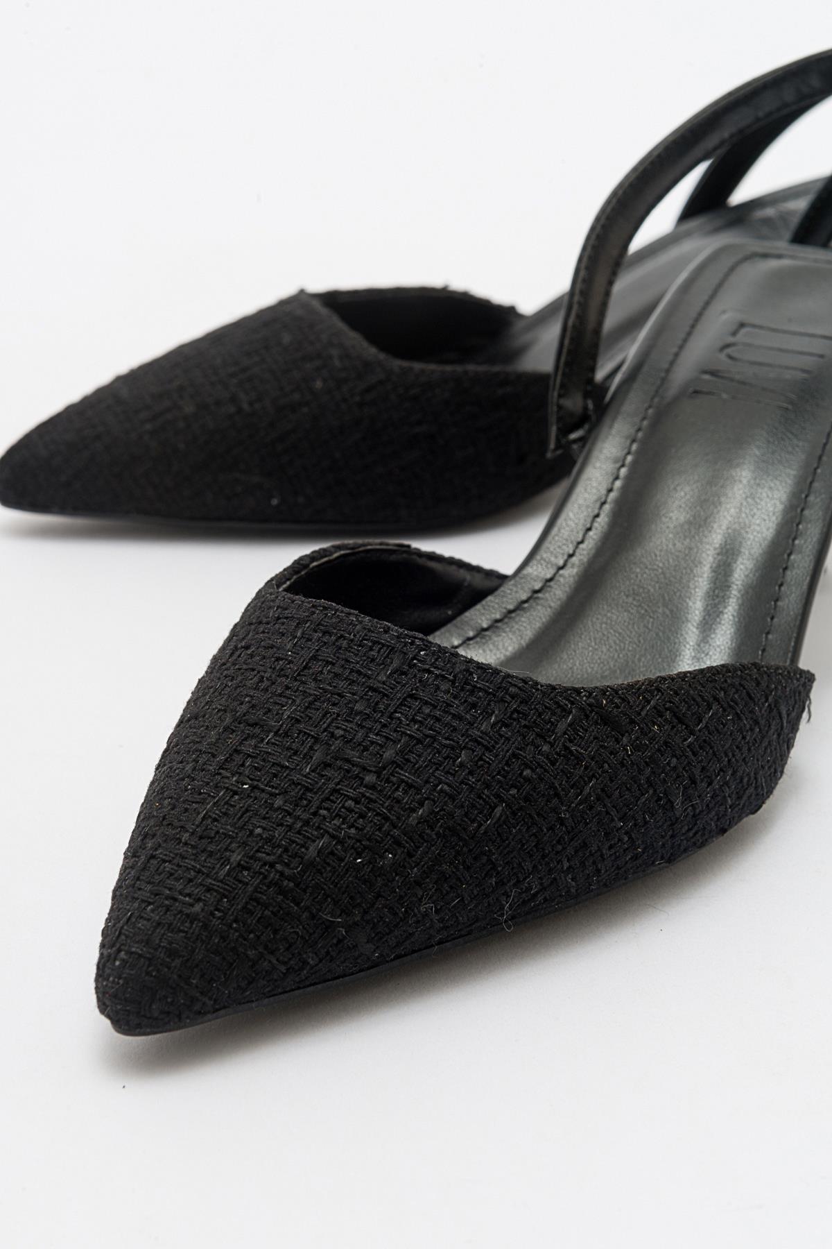 Over - Black Tweed Pointed Toe Low Heel Shoe (Women)