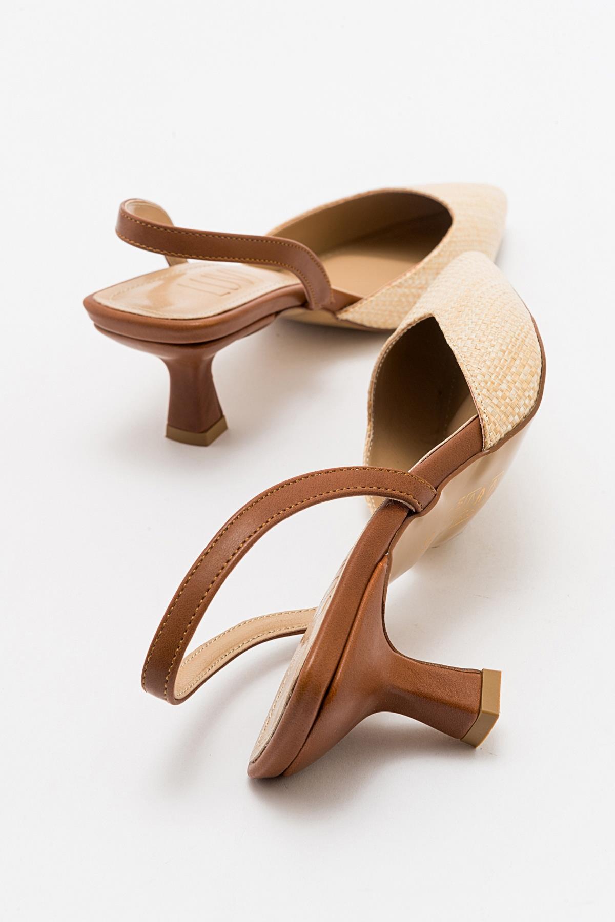 Over - Beige/Tan Pointed Toe Low Heel Shoe (Women)