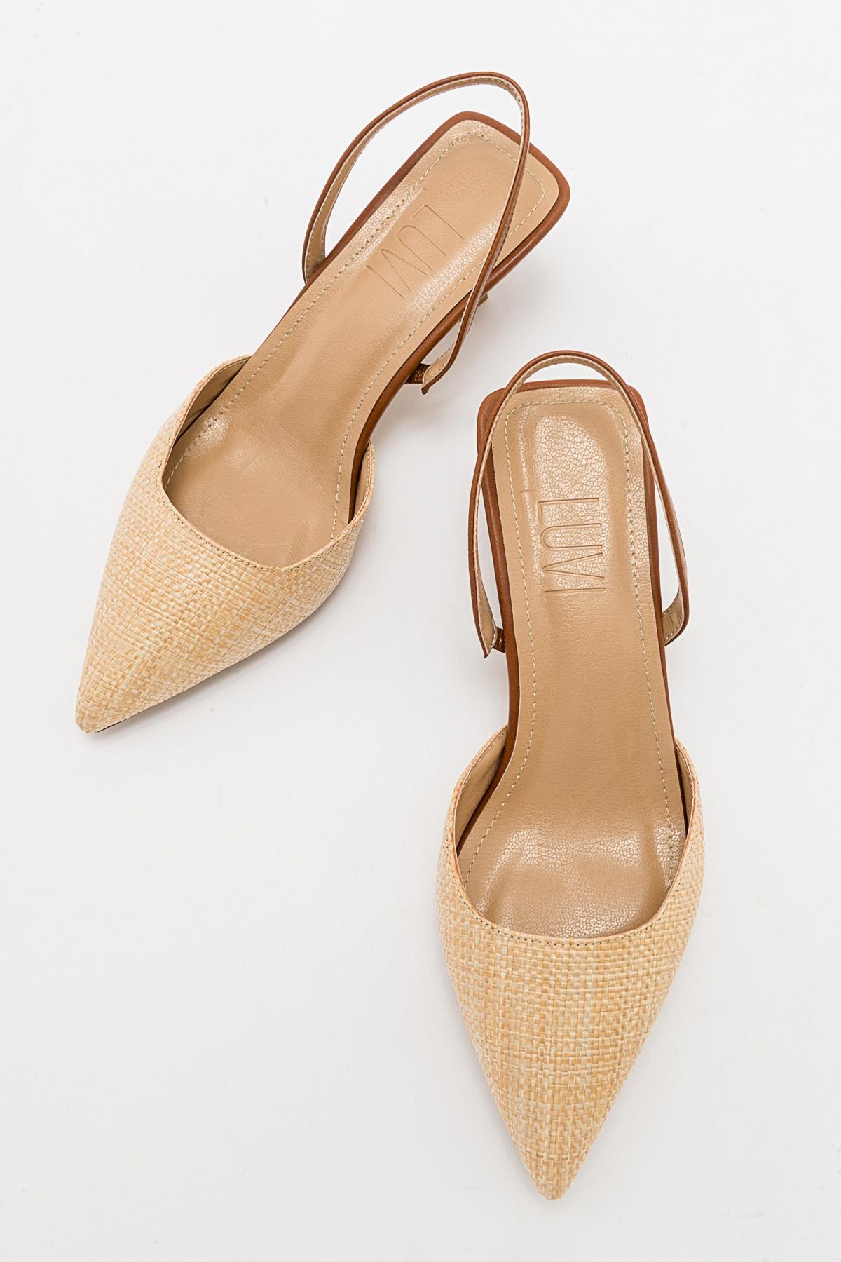 Over - Beige/Tan Pointed Toe Low Heel Shoe (Women)
