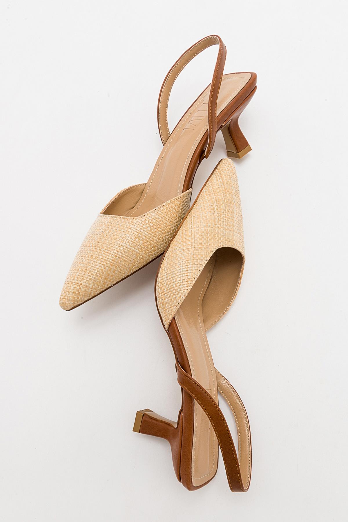 Over - Beige/Tan Pointed Toe Low Heel Shoe (Women)