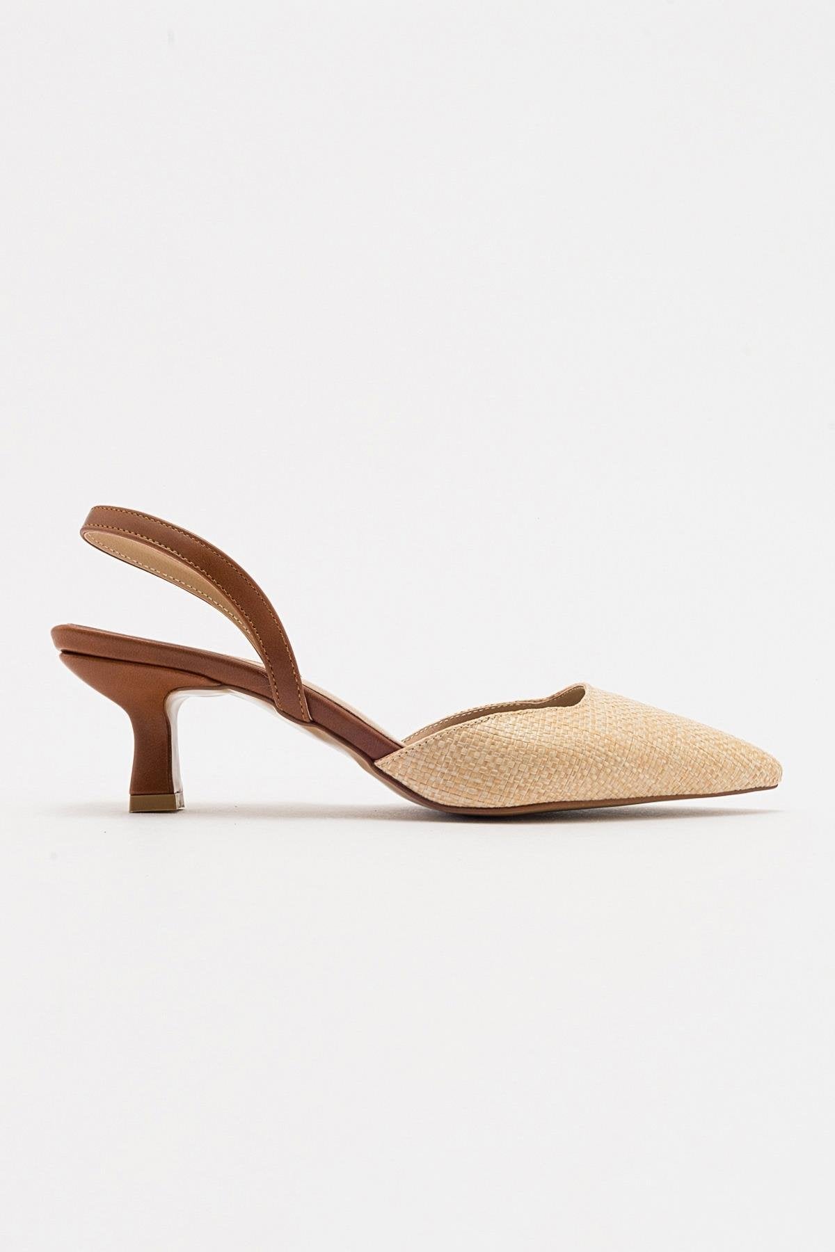 Over - Beige/Tan Pointed Toe Low Heel Shoe (Women)