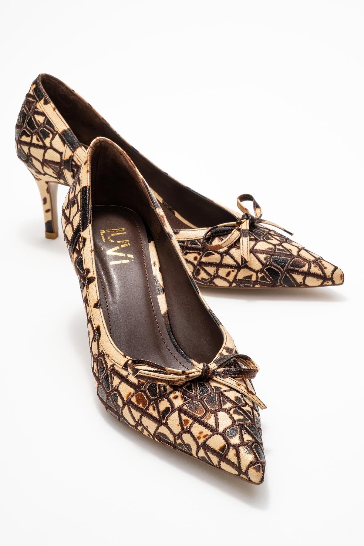 Camden - Beige Patterned Bow-Front Pump (Women)