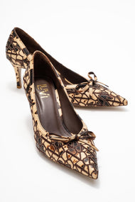 Camden - Beige Patterned Bow-Front Pump (Women)