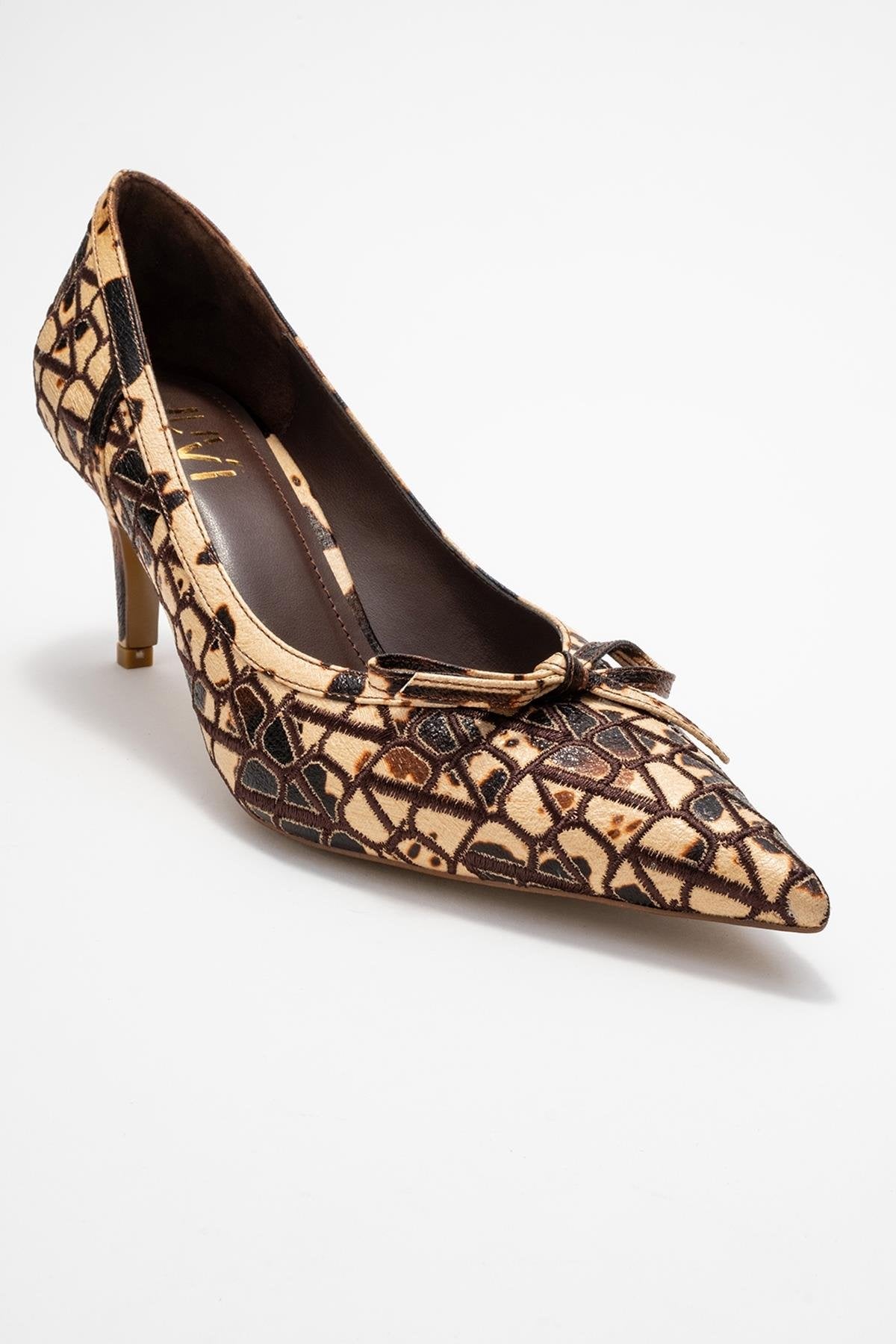 Camden - Beige Patterned Bow-Front Pump (Women)
