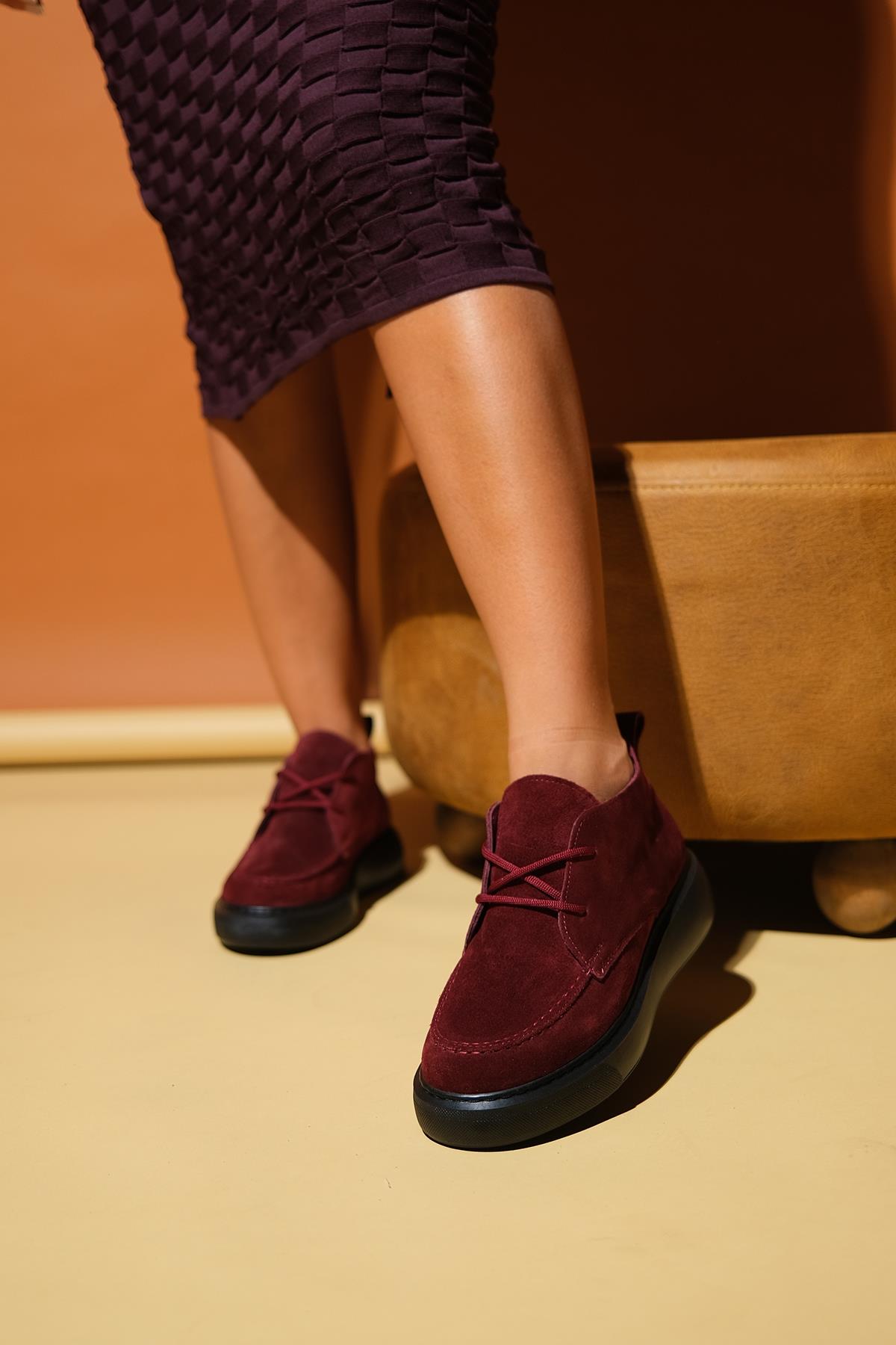 Lilya - Burgundy Genuine Leather Chukka Boot (Women)