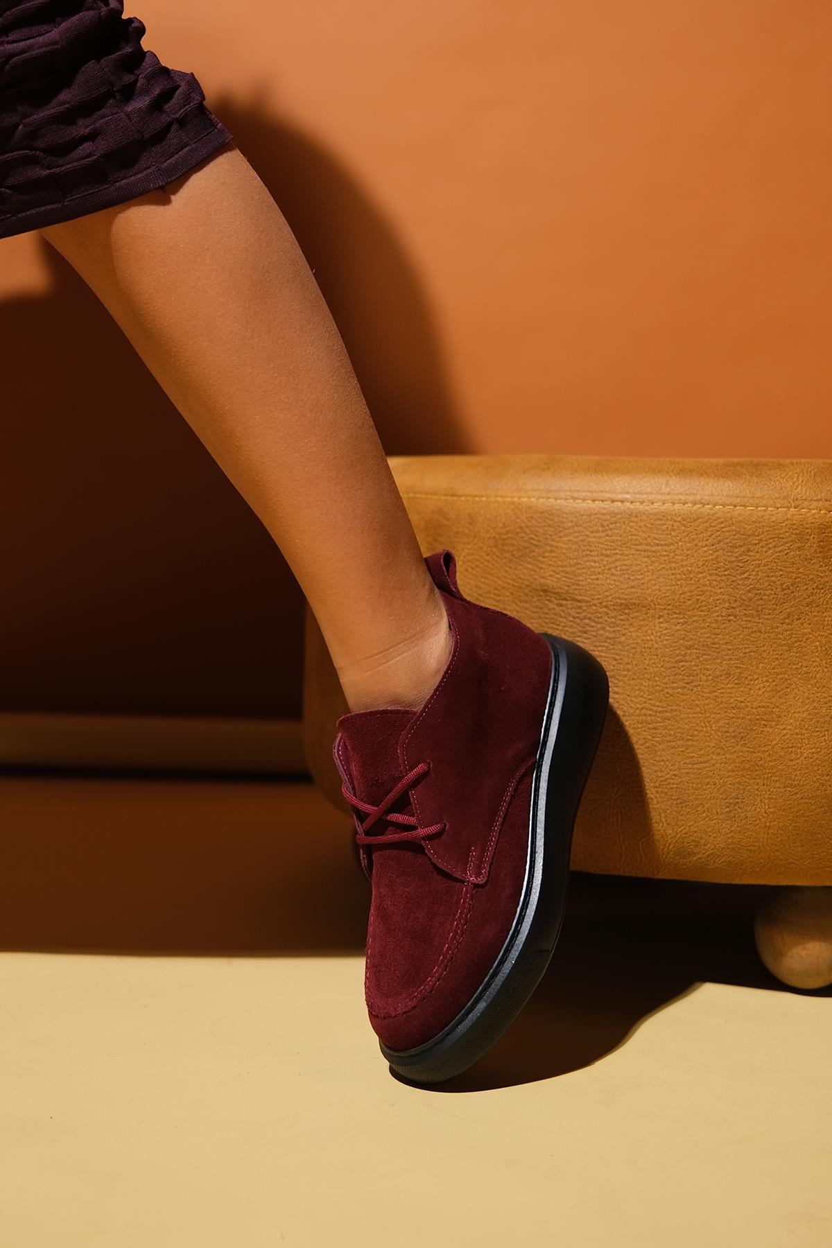 Lilya - Burgundy Genuine Leather Chukka Boot (Women)