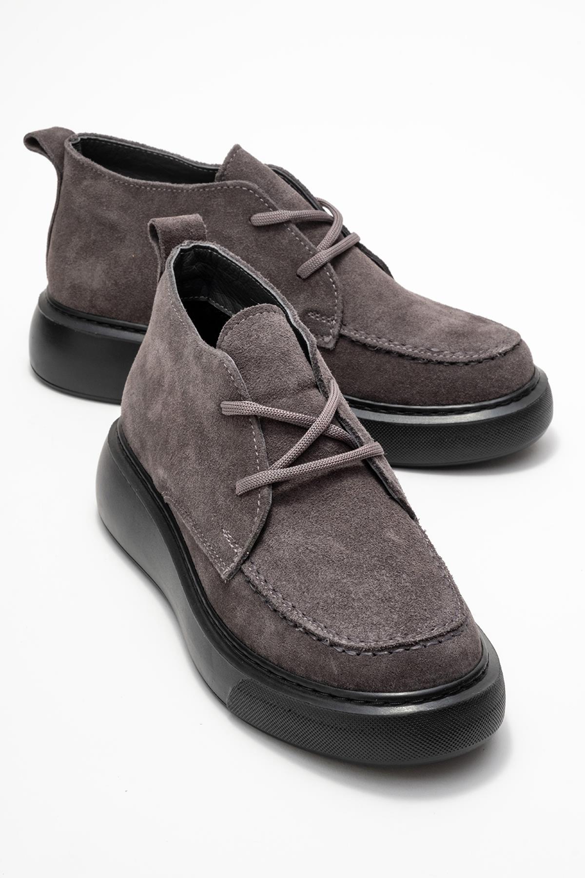 Lilya - Smoky Grey Genuine Leather Chukka Boot (Women)