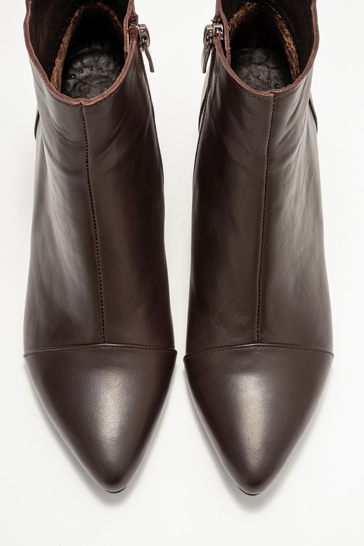 Gael - Brown Genuine Leather Block Heel Boot (Women)