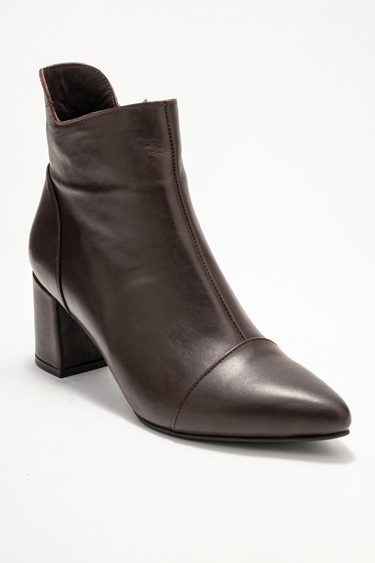 Gael - Brown Genuine Leather Block Heel Boot (Women)