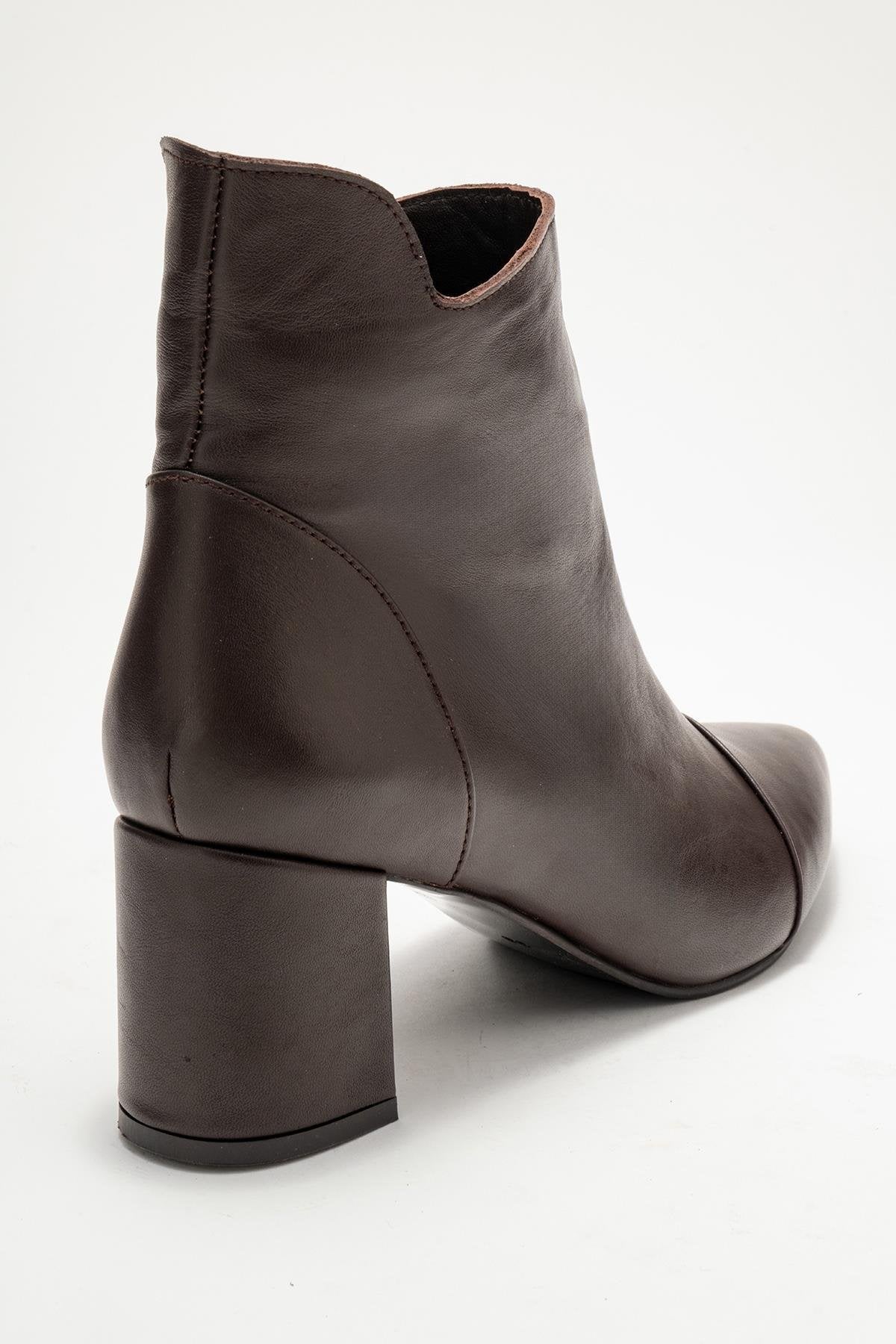 Gael - Brown Genuine Leather Block Heel Boot (Women)