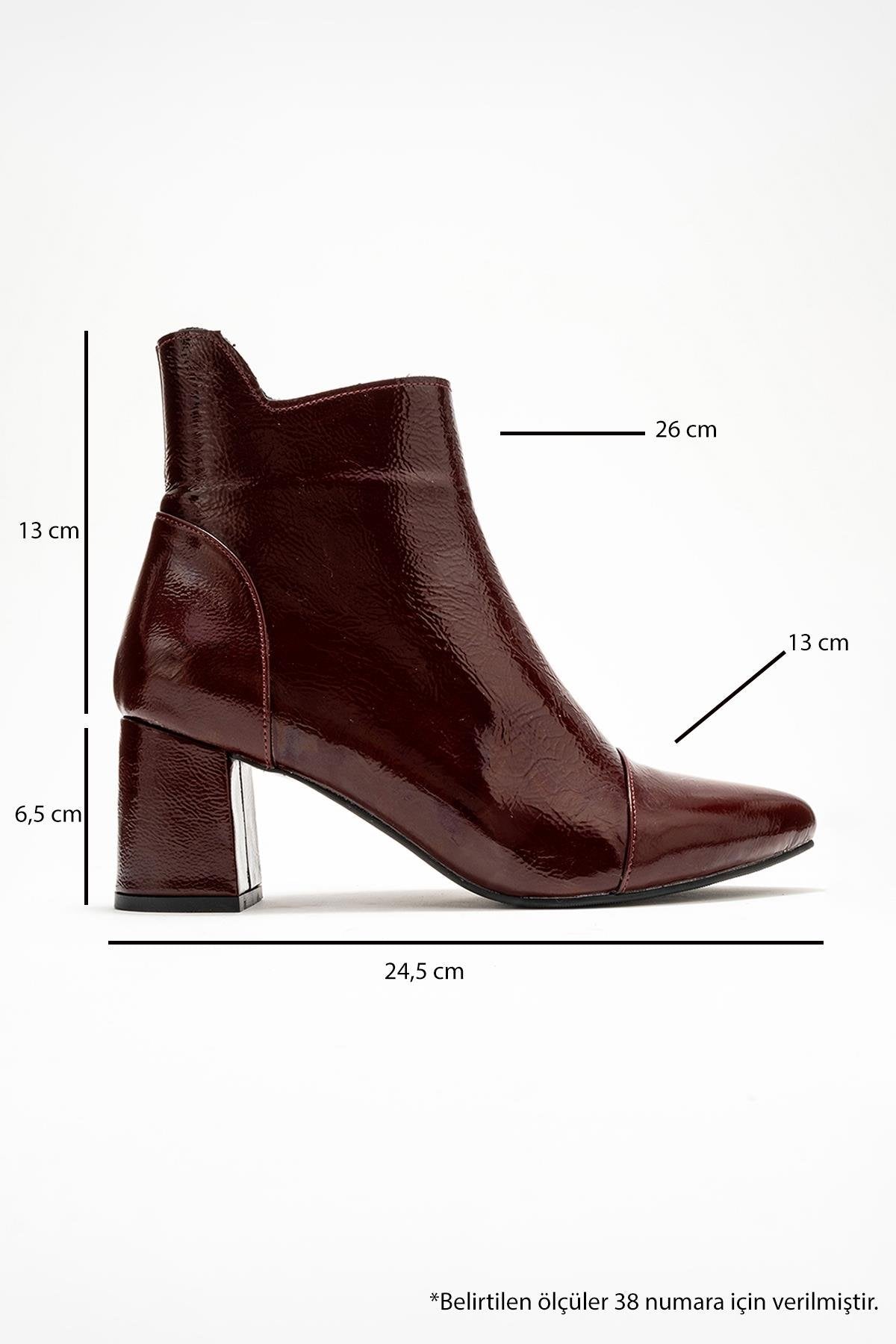 Gael - Burgundy Patent Genuine Leather Block Heel Boot (Women)