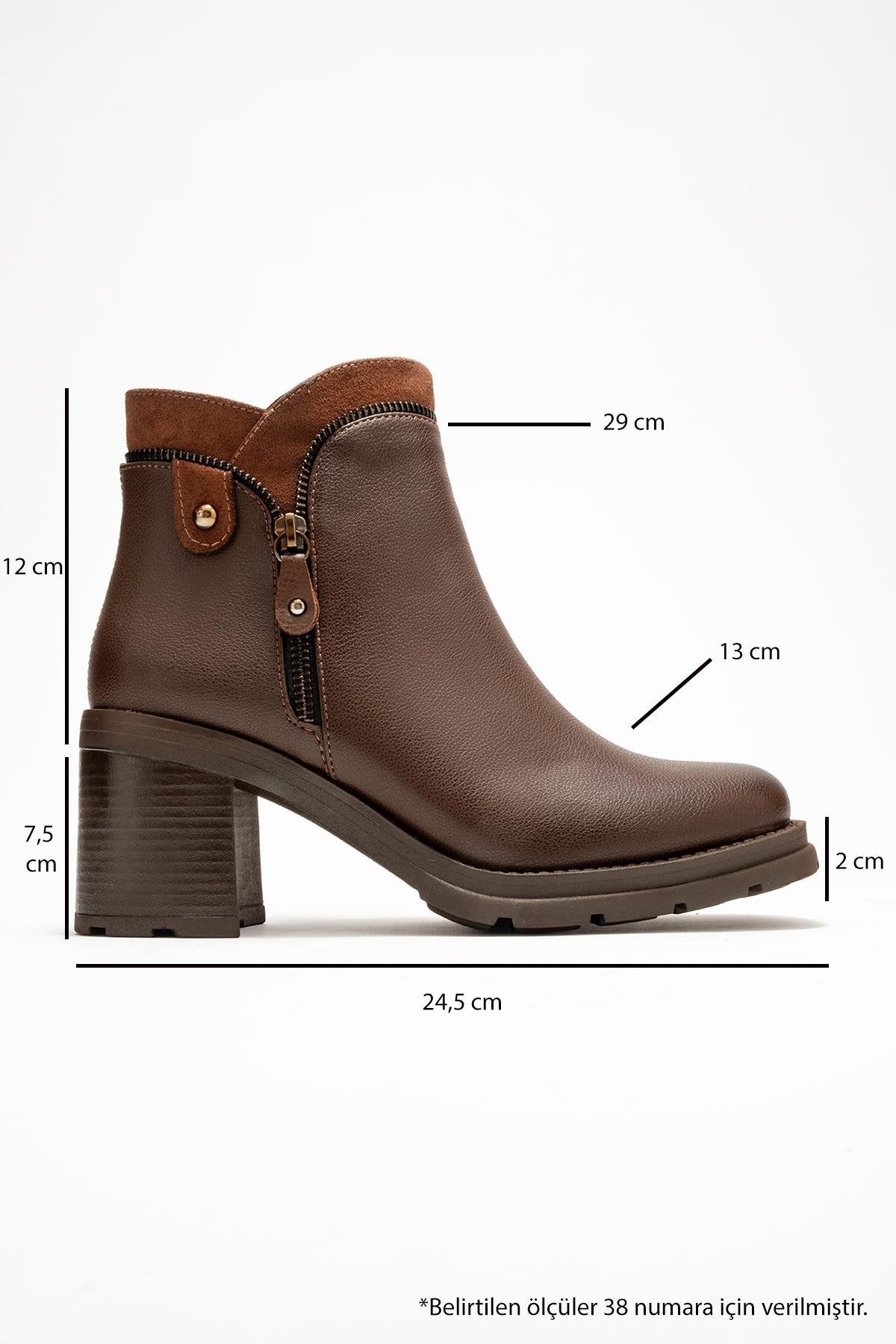 Parly - Brown Zip-Detail Block Heel Boot (Women)