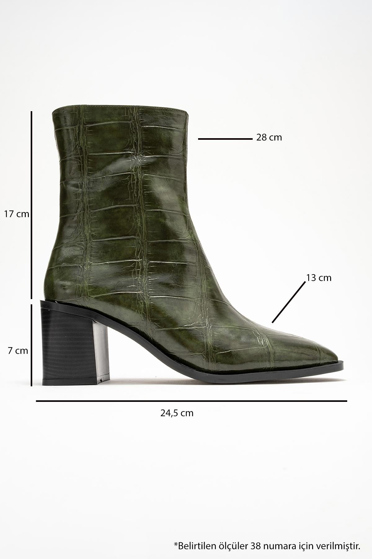 Chara - Green Printed Block Heel Boot (Women)