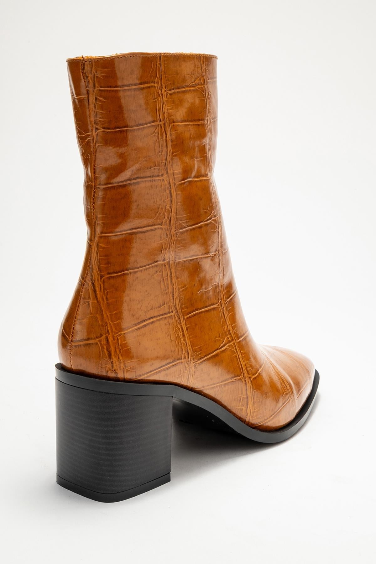 Chara - Cognac Printed Block Heel Boot (Women)