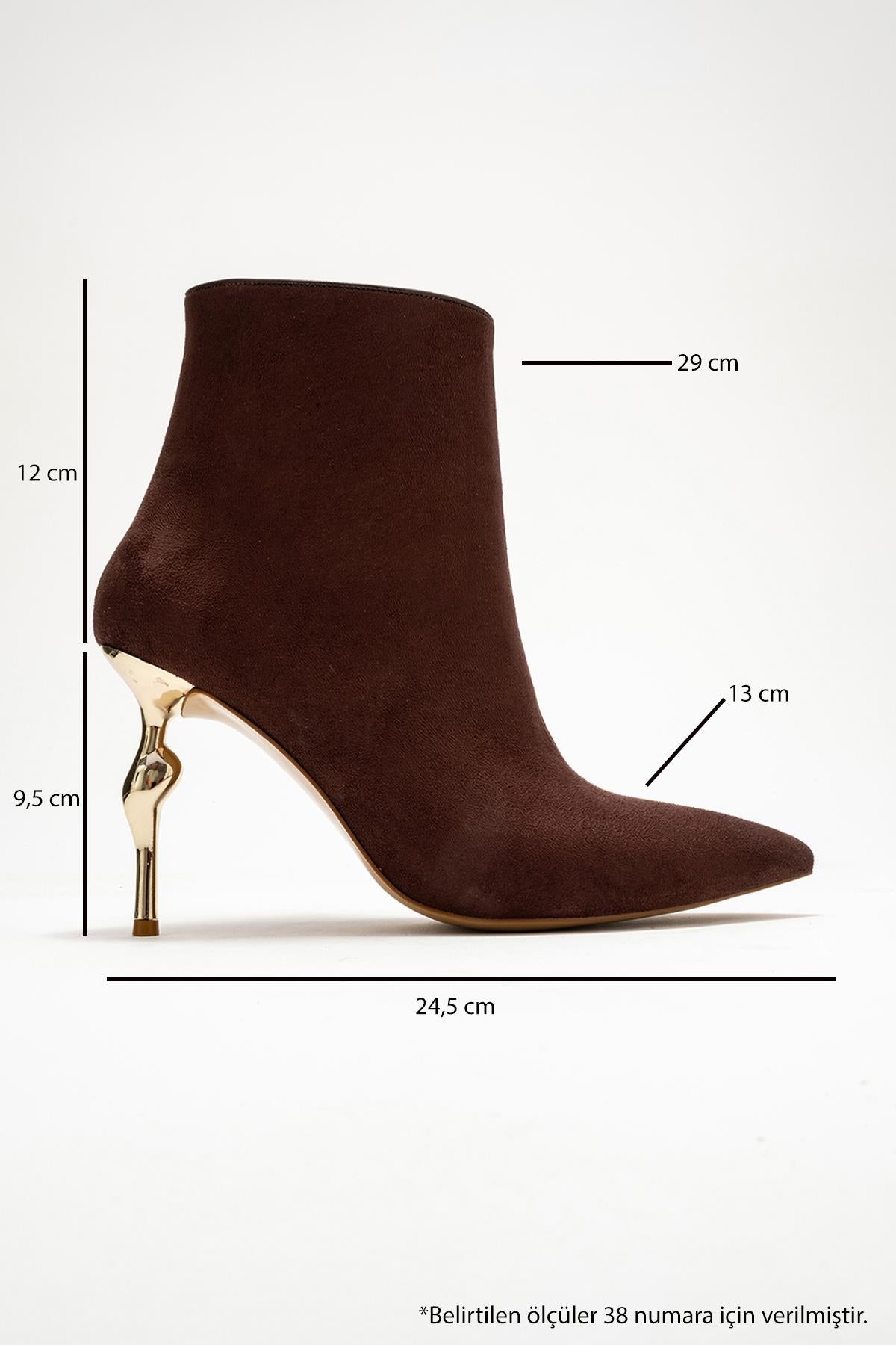 Crista - Brown Suede Pointed Toe Heeled Boot (Women)
