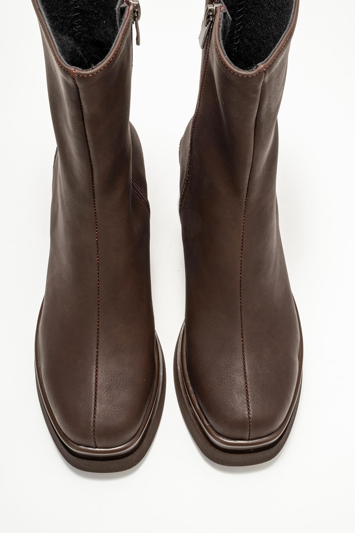 Valen - Brown Nubuck Platform Heel Boot (Women)