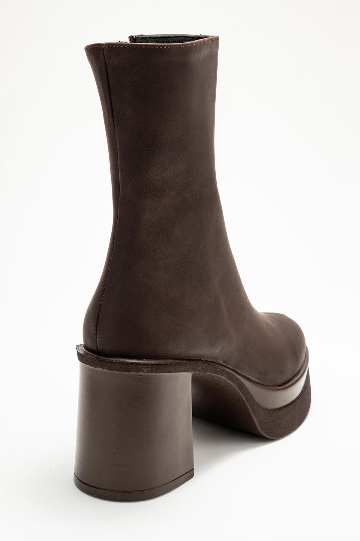 Valen - Brown Nubuck Platform Heel Boot (Women)