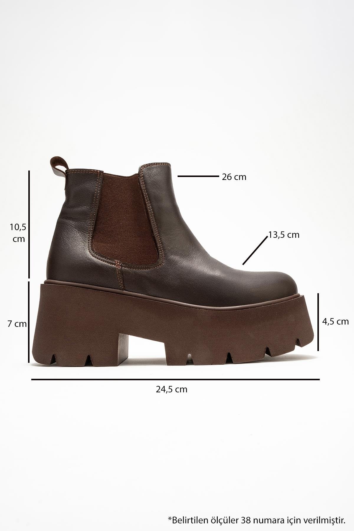 Clen - Brown Genuine Leather Elastic-Sided Platform Boot (Women)