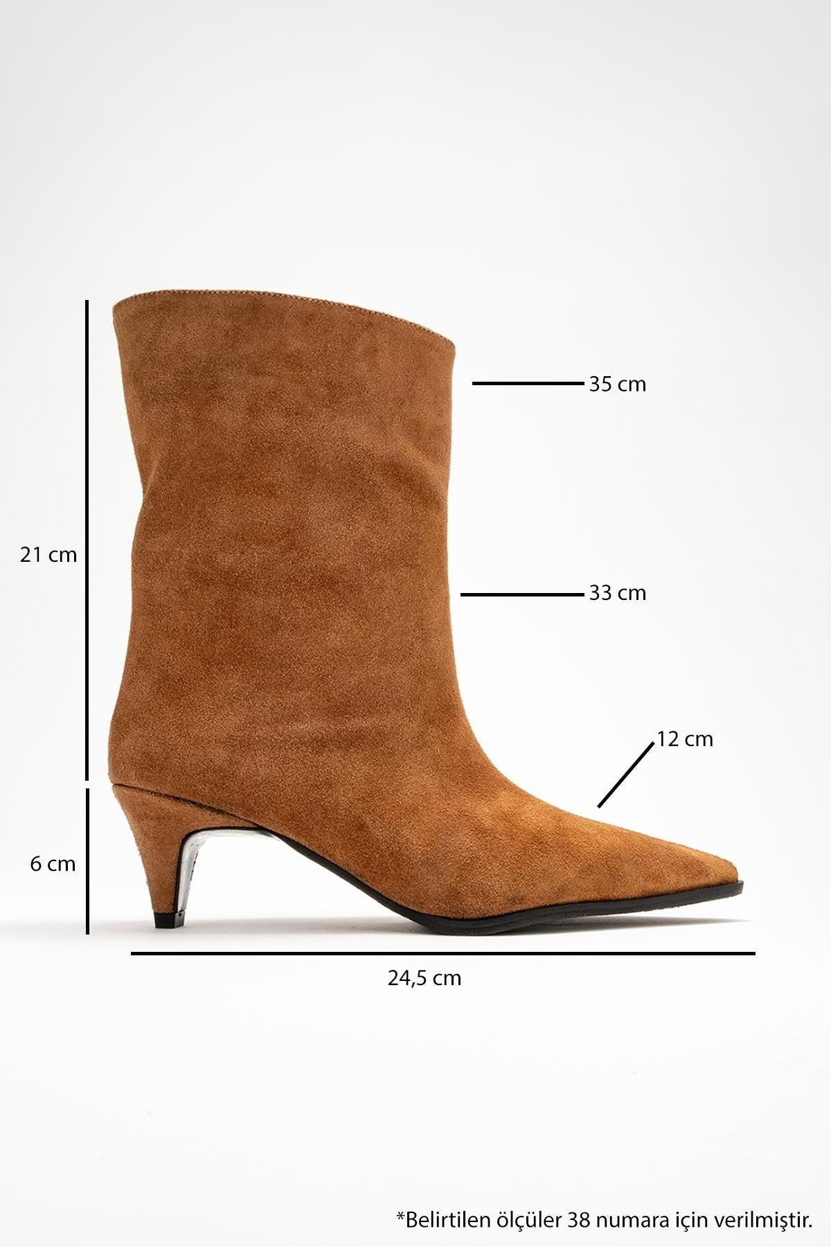 Aleo - Taupe Suede Genuine Leather Pointed Toe Short Heel Boot (Women)